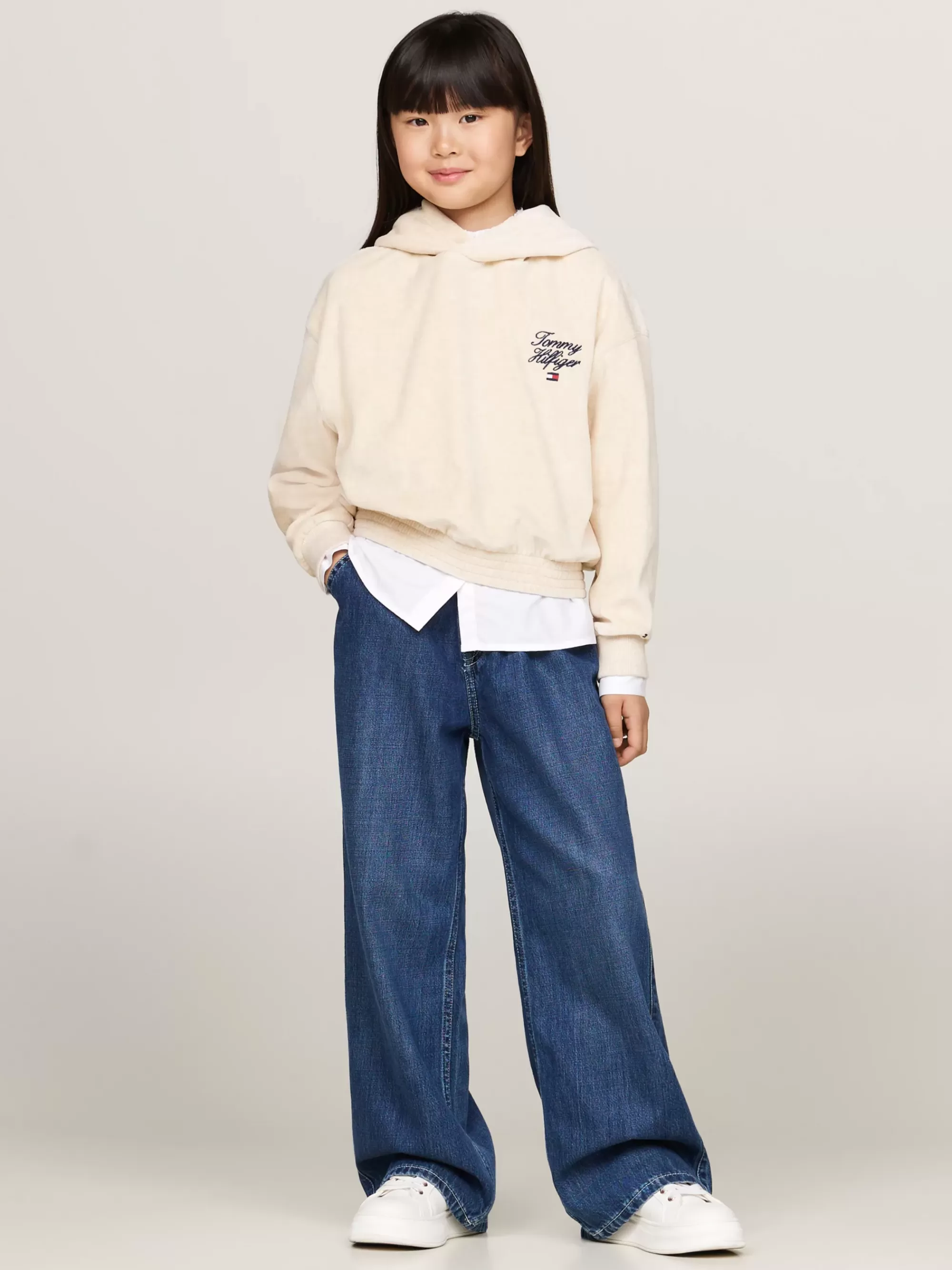 Sweatshirts & Hoodies*Tommy Hilfiger Relaxed Fit Velours Hoodie Met Scriptlogo HEATHERED OAT