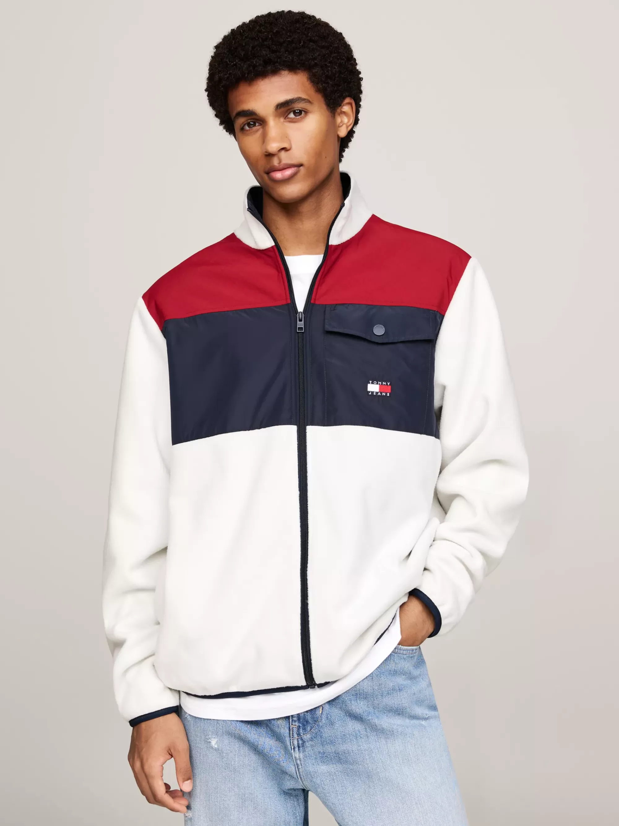 Sweatshirts & Hoodies*Tommy Hilfiger Relaxed Fleece Sweatshirt Met Colour-blocking REGATTA RED / DARK NIGHT NAVY