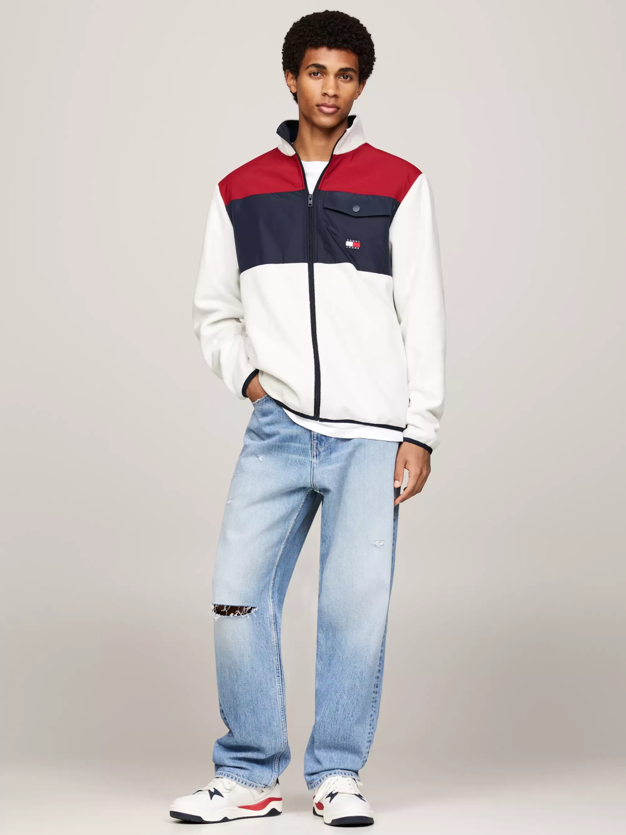 Sweatshirts & Hoodies*Tommy Hilfiger Relaxed Fleece Sweatshirt Met Colour-blocking REGATTA RED / DARK NIGHT NAVY