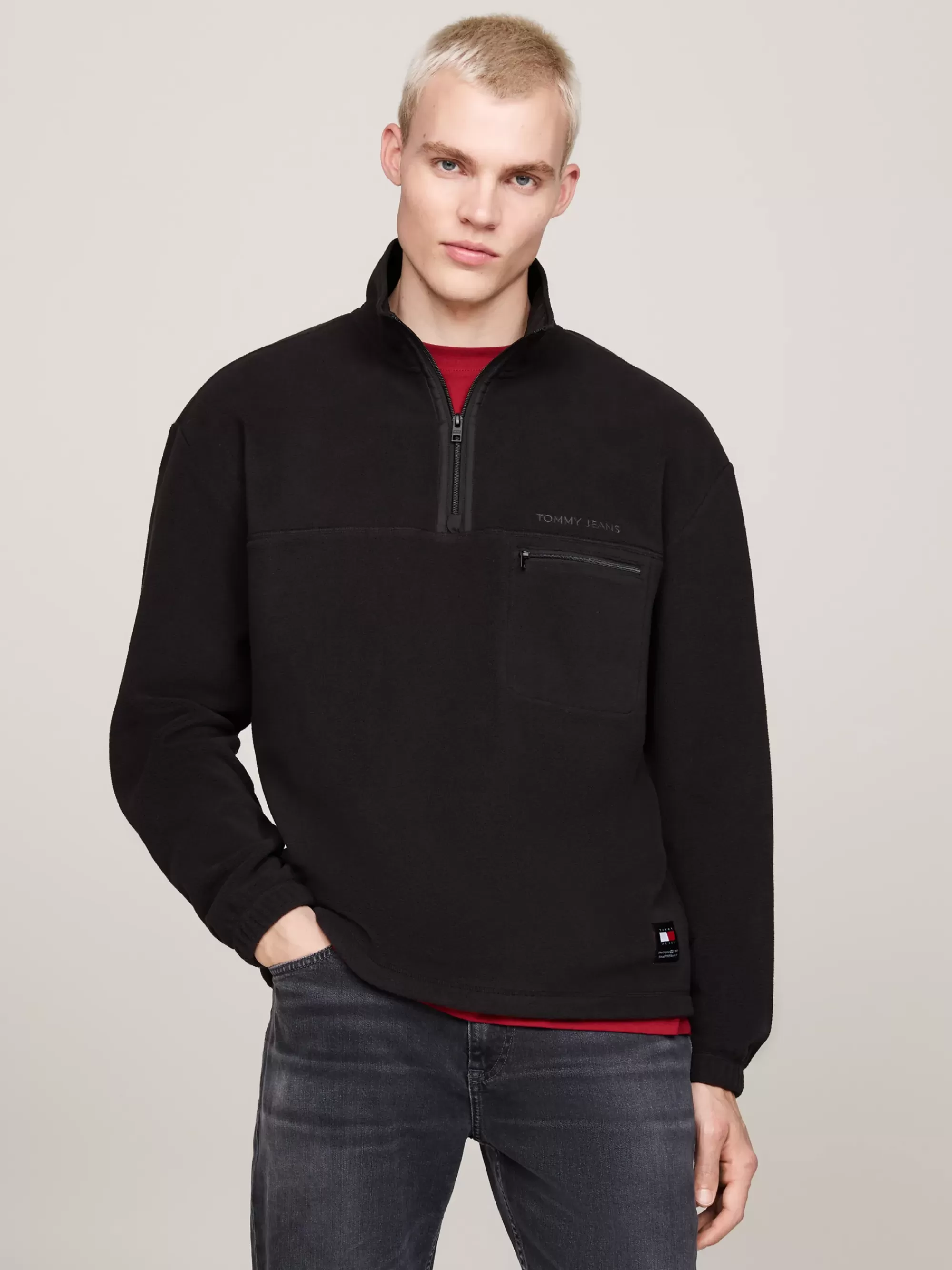 Sweatshirts & Hoodies*Tommy Hilfiger Relaxed Fleece Sweatshirt Met Korte Rits BLACK