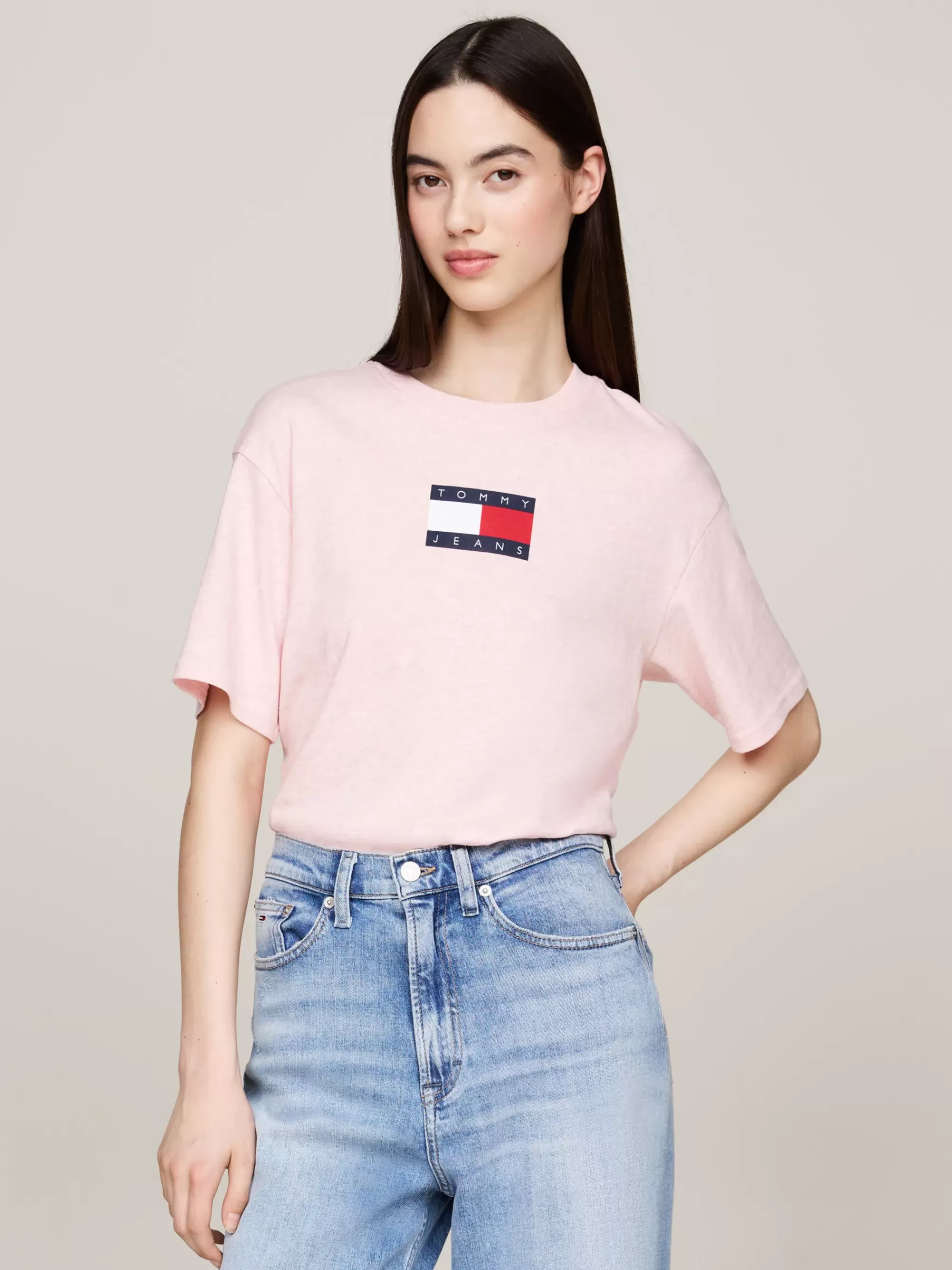 T-Shirts*Tommy Hilfiger Relaxed Gemêleerd T-shirt Met Ronde Hals BALLET PINK MELANGE