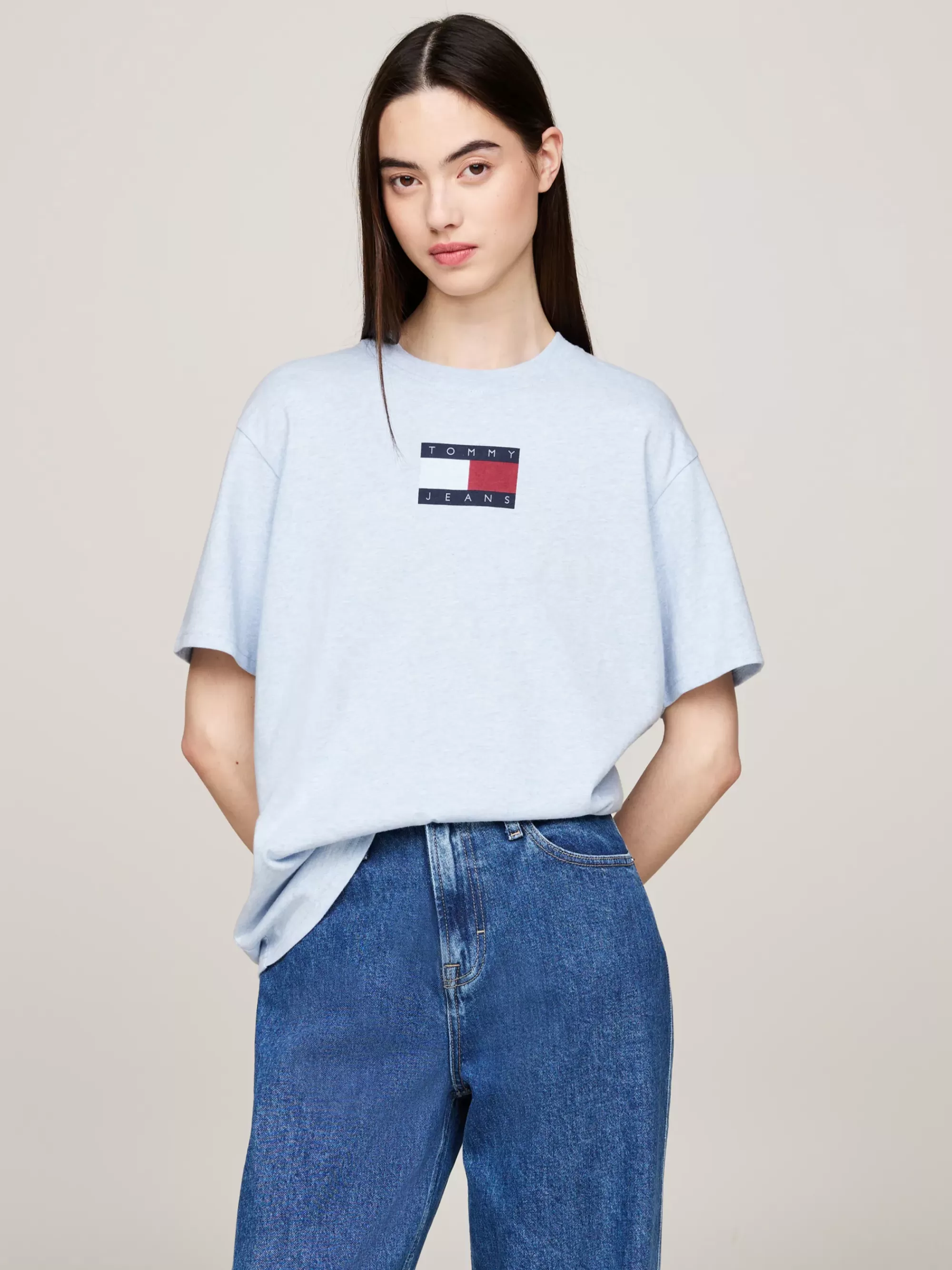 T-Shirts*Tommy Hilfiger Relaxed Gemêleerd T-shirt Met Ronde Hals VESSEL BLUE MELANGE