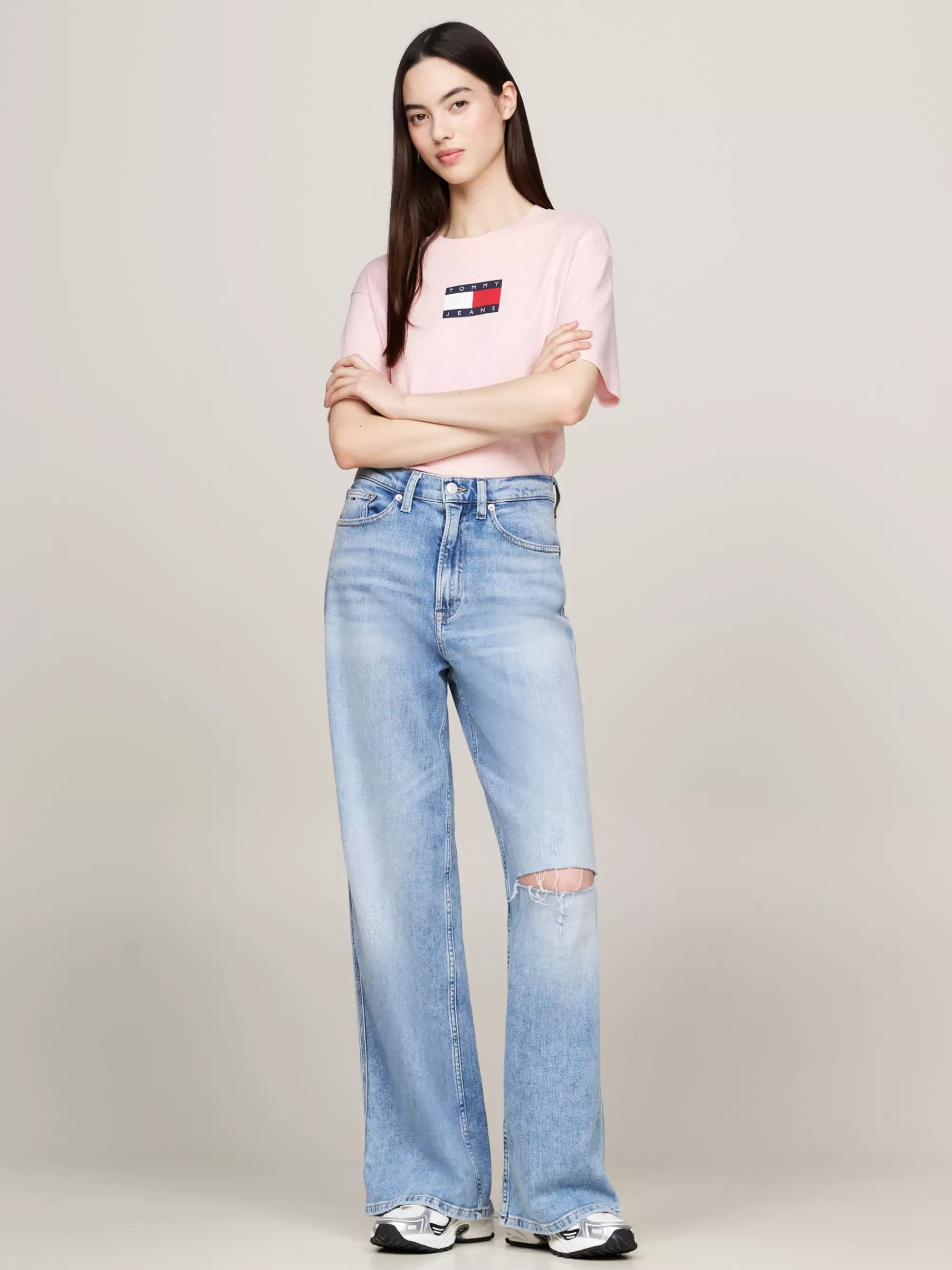 T-Shirts*Tommy Hilfiger Relaxed Gemêleerd T-shirt Met Ronde Hals BALLET PINK MELANGE