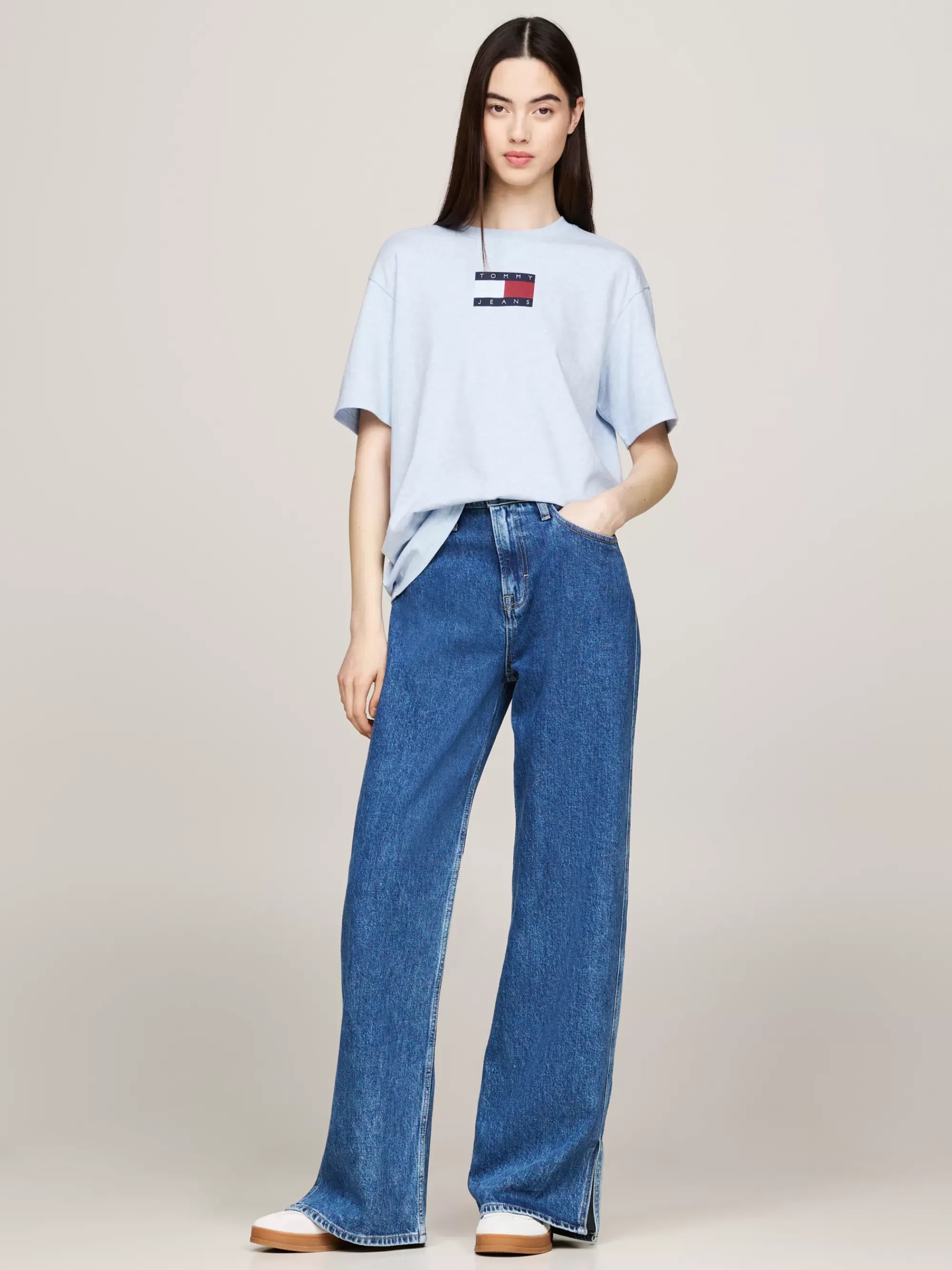 T-Shirts*Tommy Hilfiger Relaxed Gemêleerd T-shirt Met Ronde Hals VESSEL BLUE MELANGE