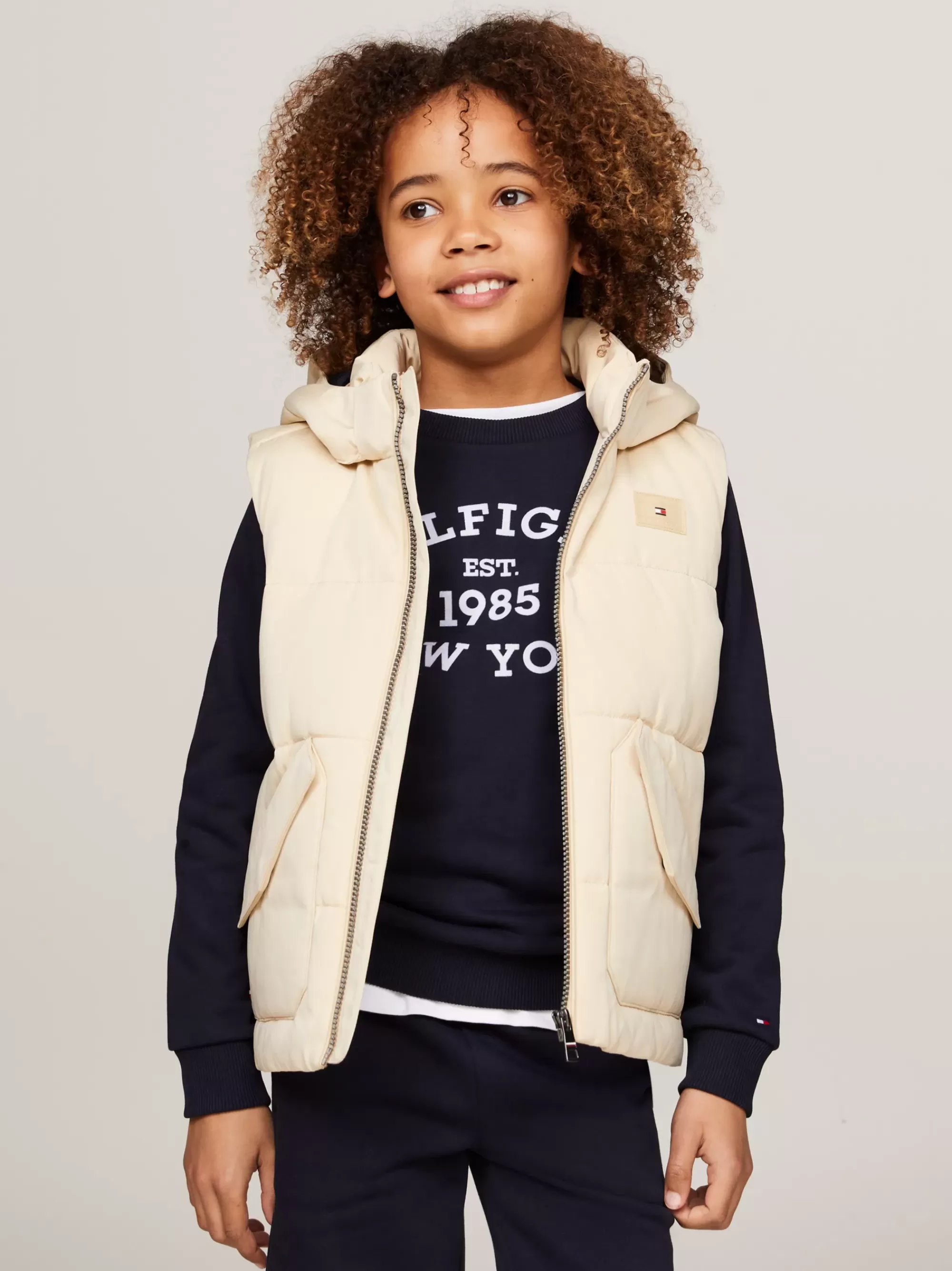 Jassen*Tommy Hilfiger Relaxed Gewatteerde Bodywarmer Met Capuchon COUNTRY IVORY