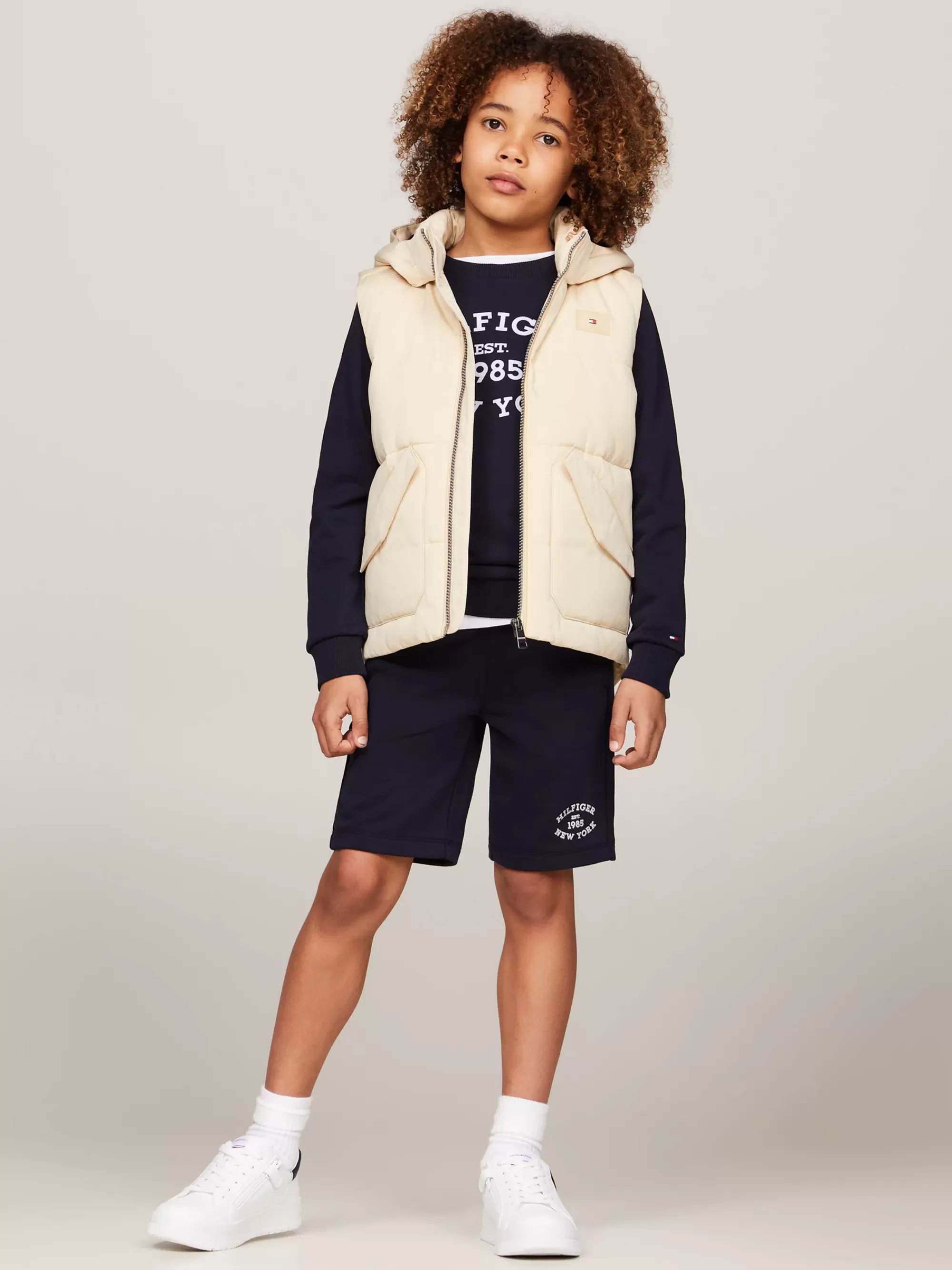 Jassen*Tommy Hilfiger Relaxed Gewatteerde Bodywarmer Met Capuchon COUNTRY IVORY