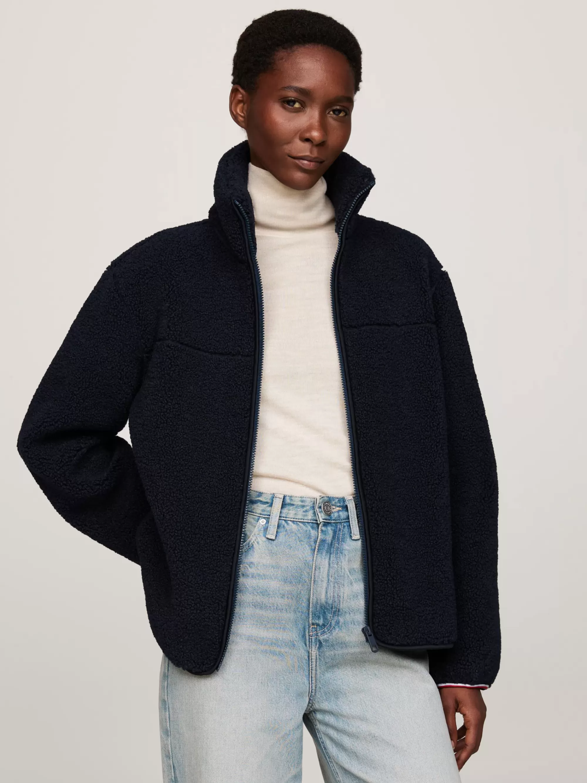 Jassen & Jacks*Tommy Hilfiger Relaxed Jack Van Teddy-fleece Met Rits DESERT SKY
