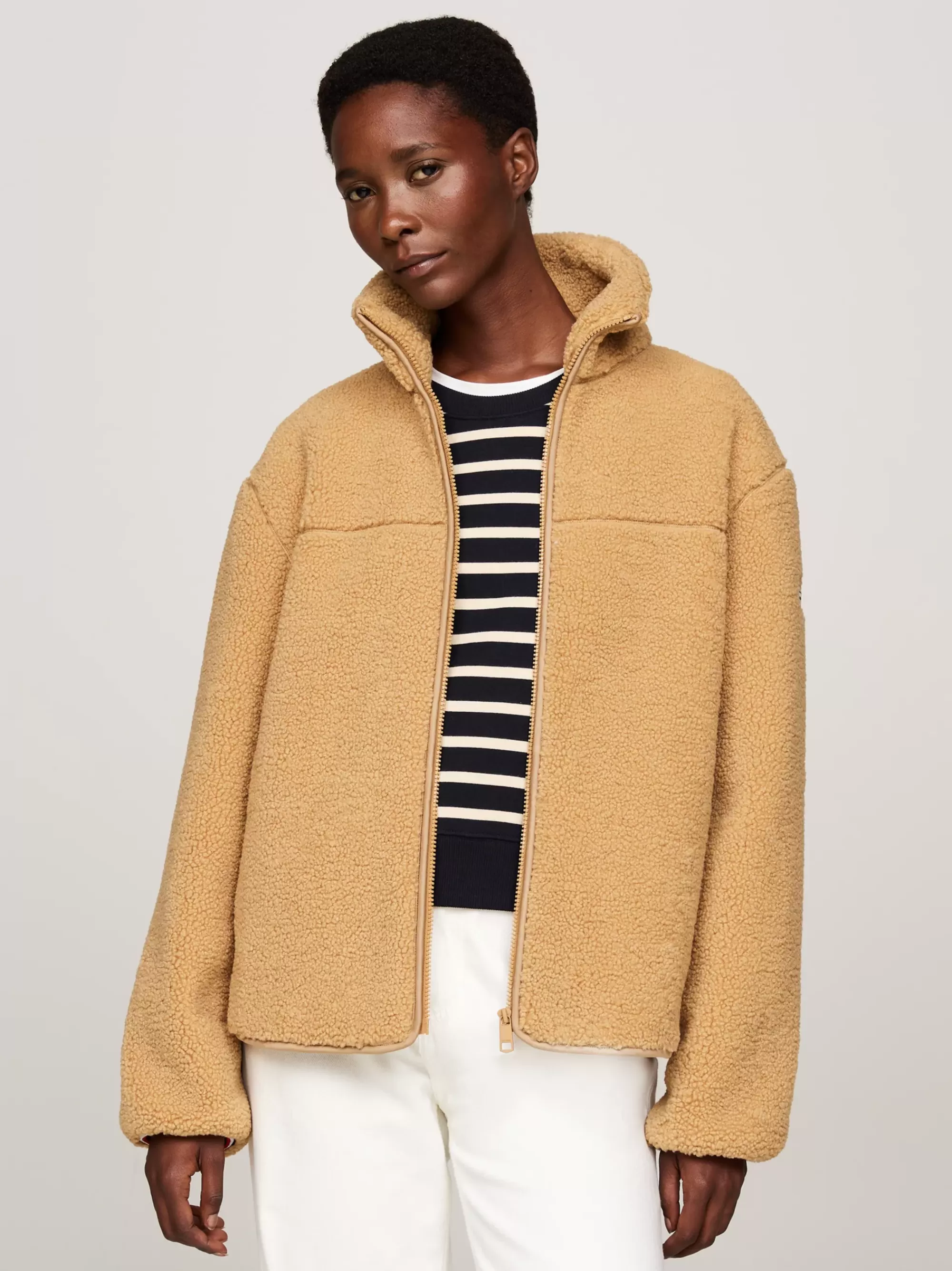 Jassen & Jacks*Tommy Hilfiger Relaxed Jack Van Teddy-fleece Met Rits CLASSIC KHAKI