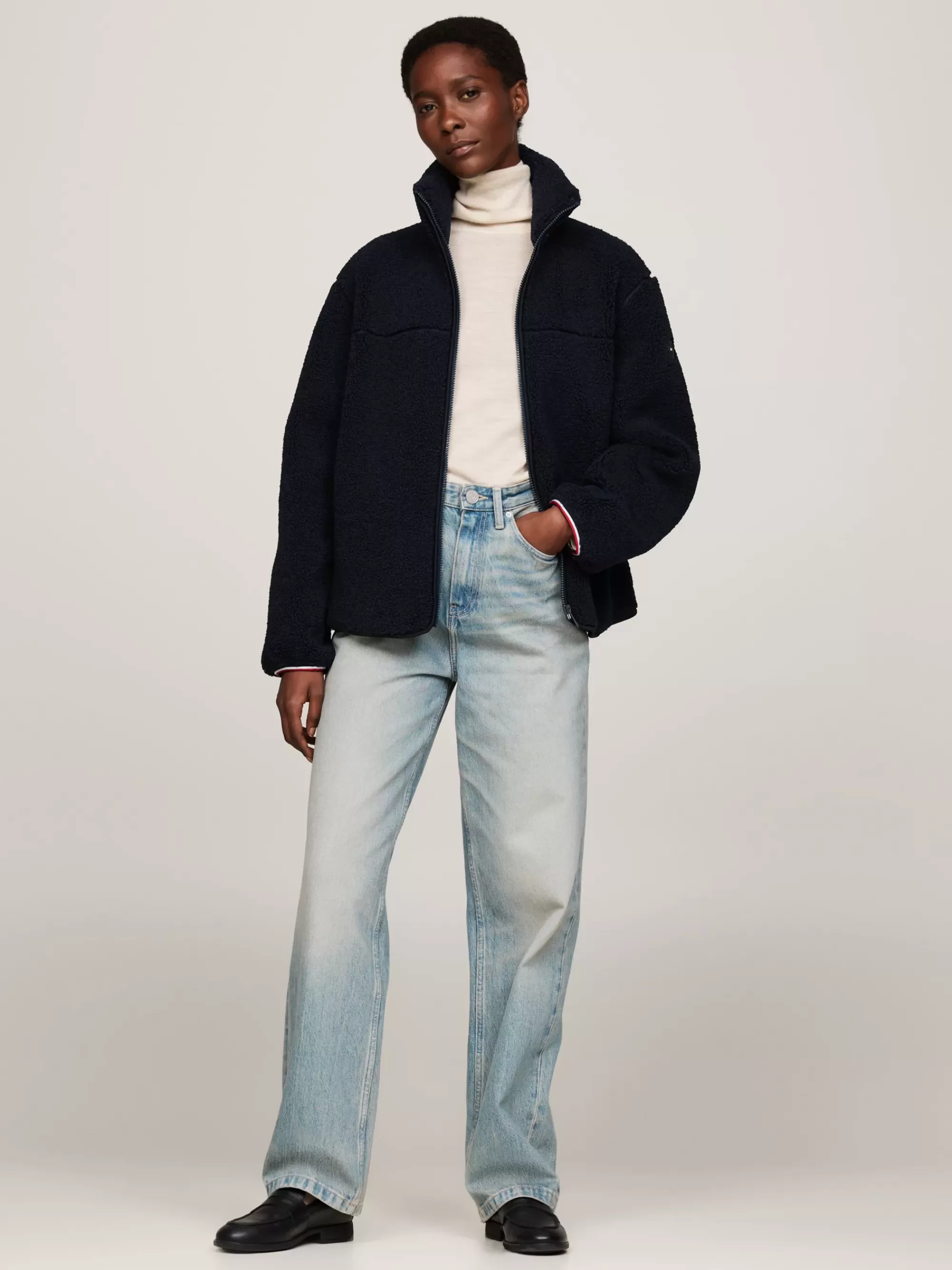 Jassen & Jacks*Tommy Hilfiger Relaxed Jack Van Teddy-fleece Met Rits DESERT SKY