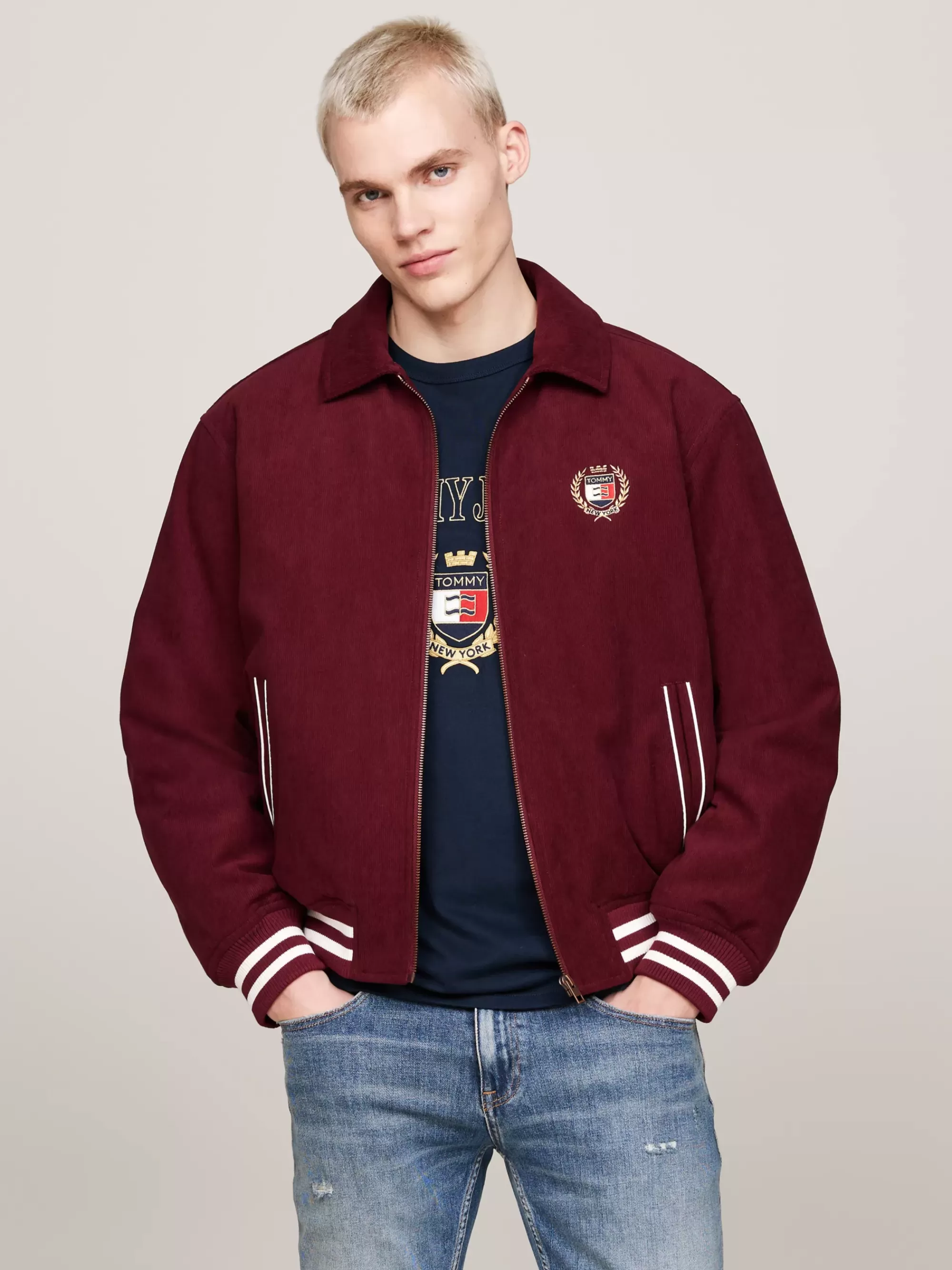 Jassen & Jacks | Bomberjacks*Tommy Hilfiger Relaxed Letterman-jack Van Corduroy DEEP ROUGE