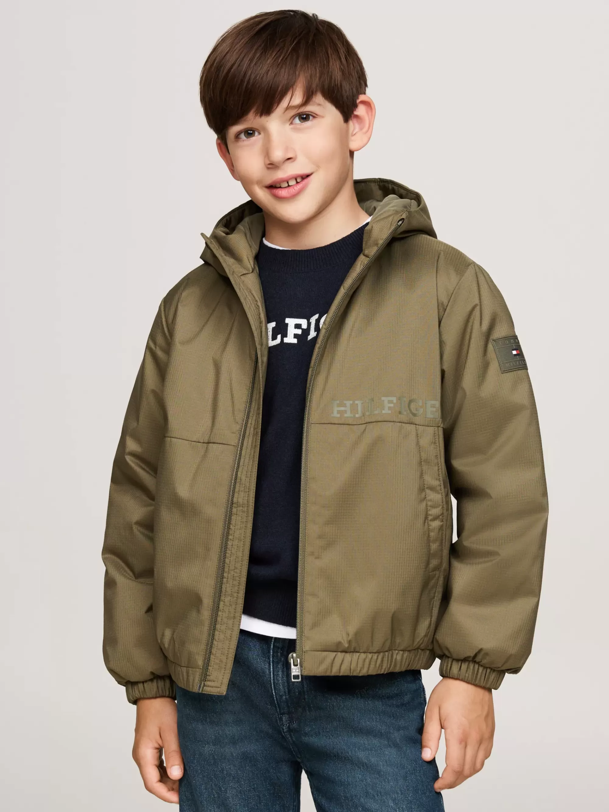 Jassen*Tommy Hilfiger Relaxed Lichtgewicht Gewatteerd Ripstop Jack UTILITY OLIVE