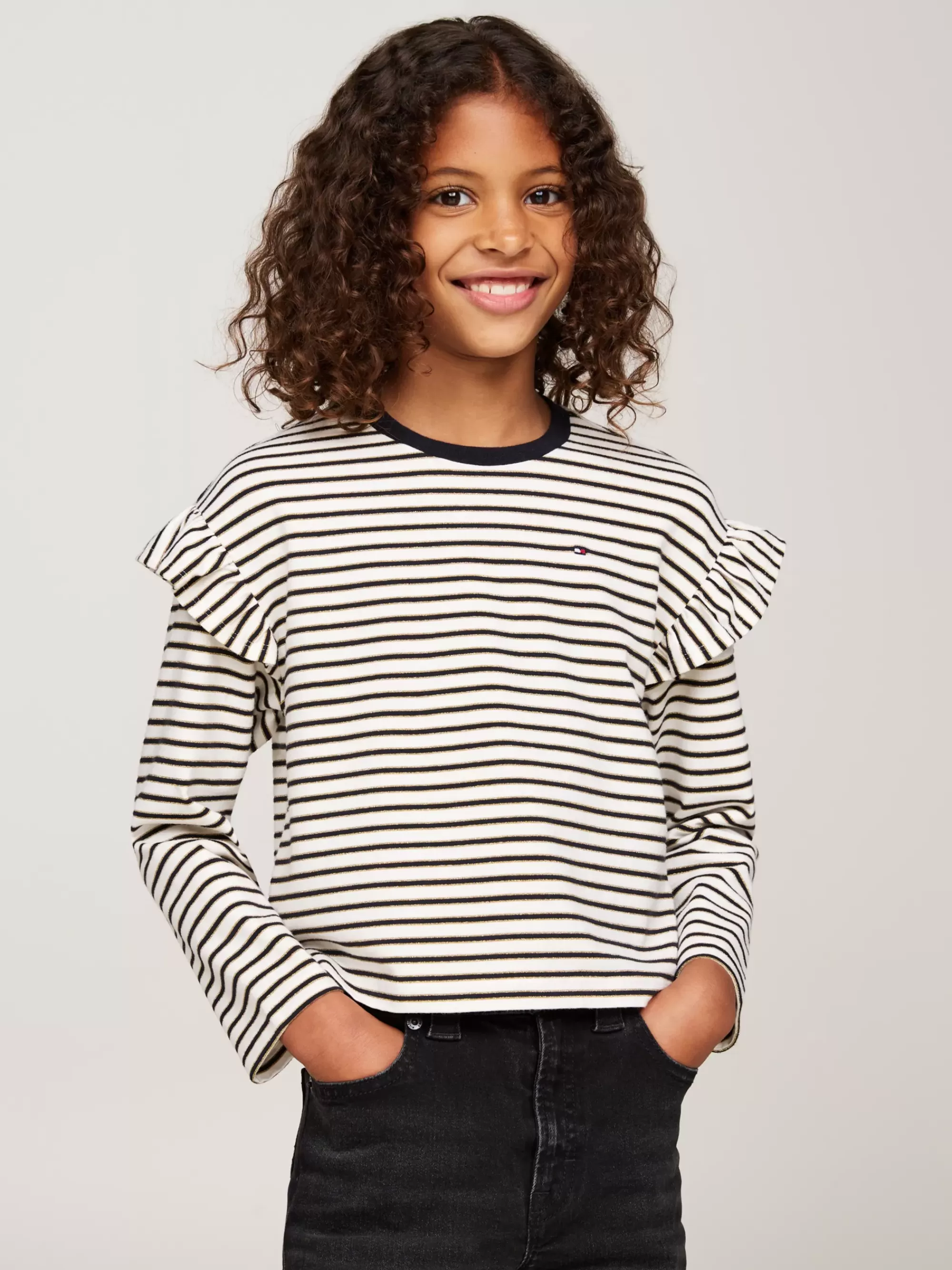 Tops & T-Shirts*Tommy Hilfiger Relaxed Longsleeve T-shirt Met Metallic Streep DESERT SKY STRIPE