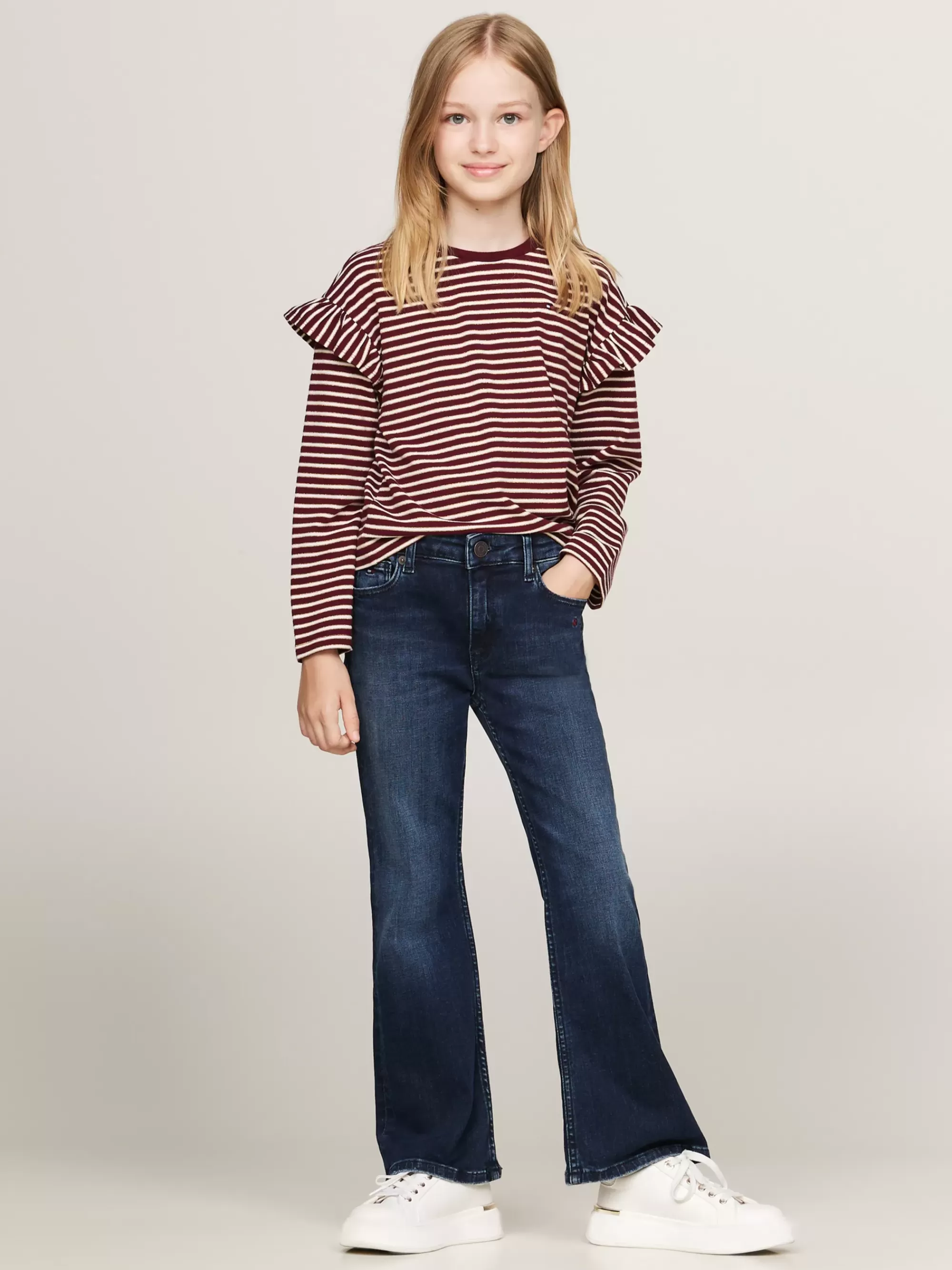 Tops & T-Shirts*Tommy Hilfiger Relaxed Longsleeve T-shirt Met Metallic Streep DEEP ROUGE STRIPE