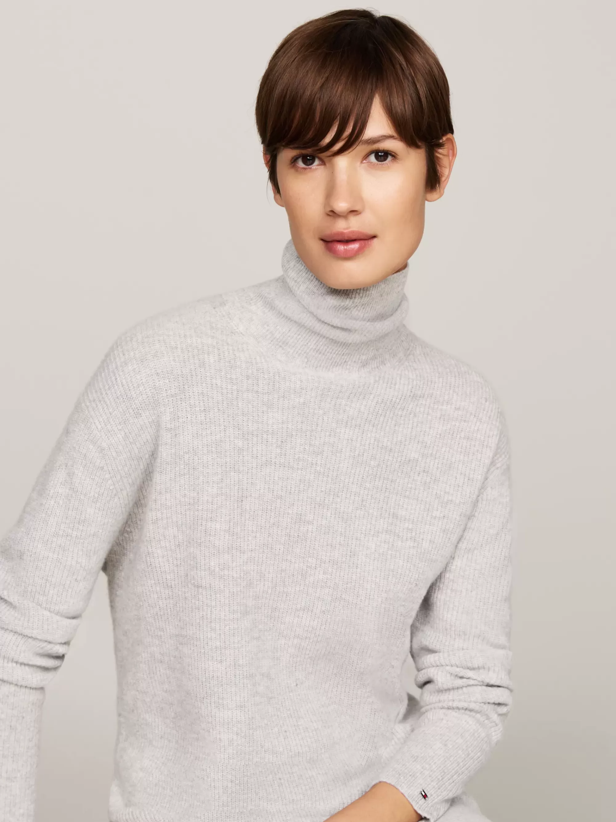 Jurken*Tommy Hilfiger Relaxed Midi-sweaterjurk Van Kasjmiermix LIGHT GREY HTR