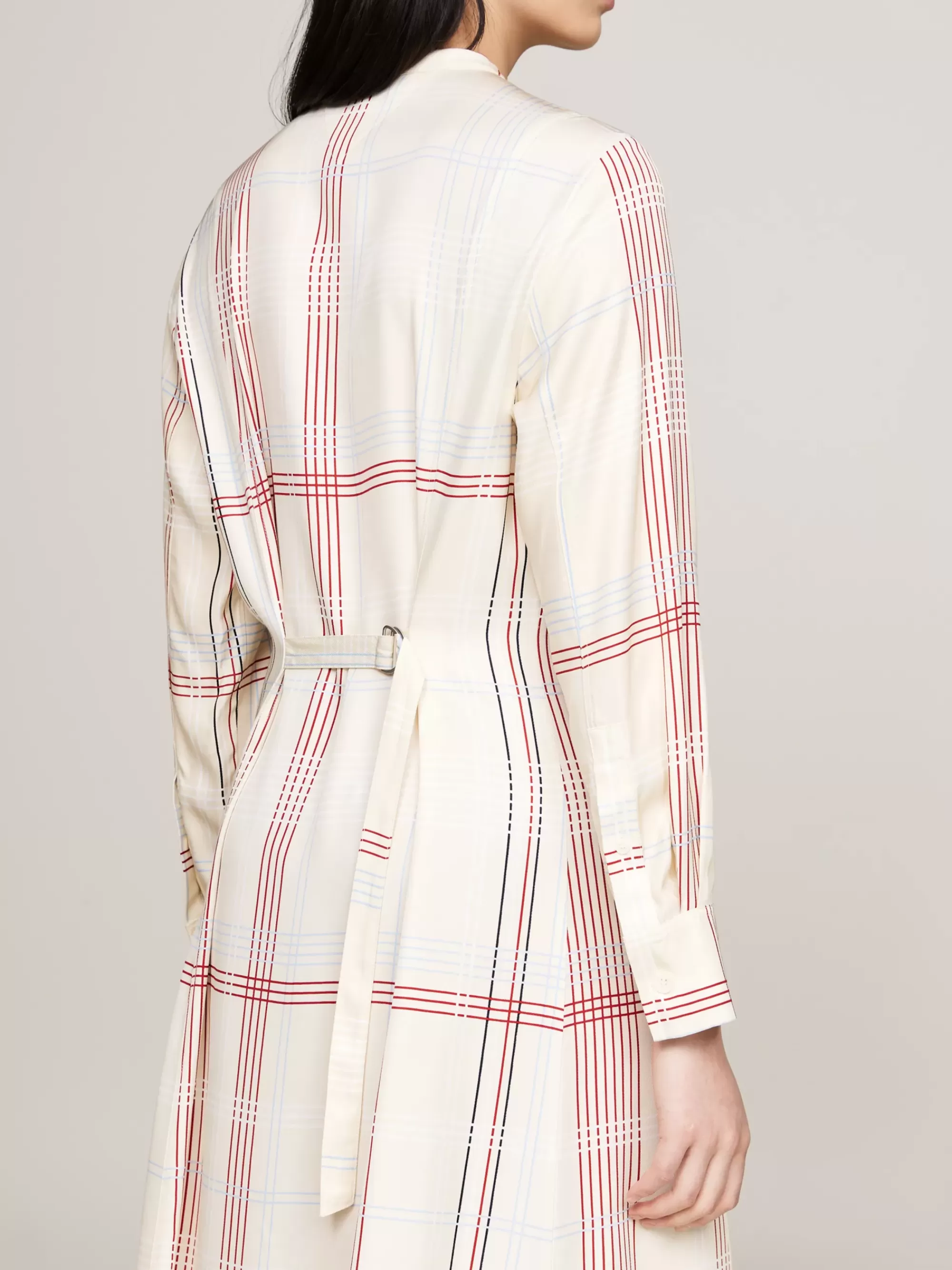 Jurken*Tommy Hilfiger Relaxed Mini-jurk Met Ruit En Ceintuur GLOBAL STP CHECK/ S/ LEMON ICE