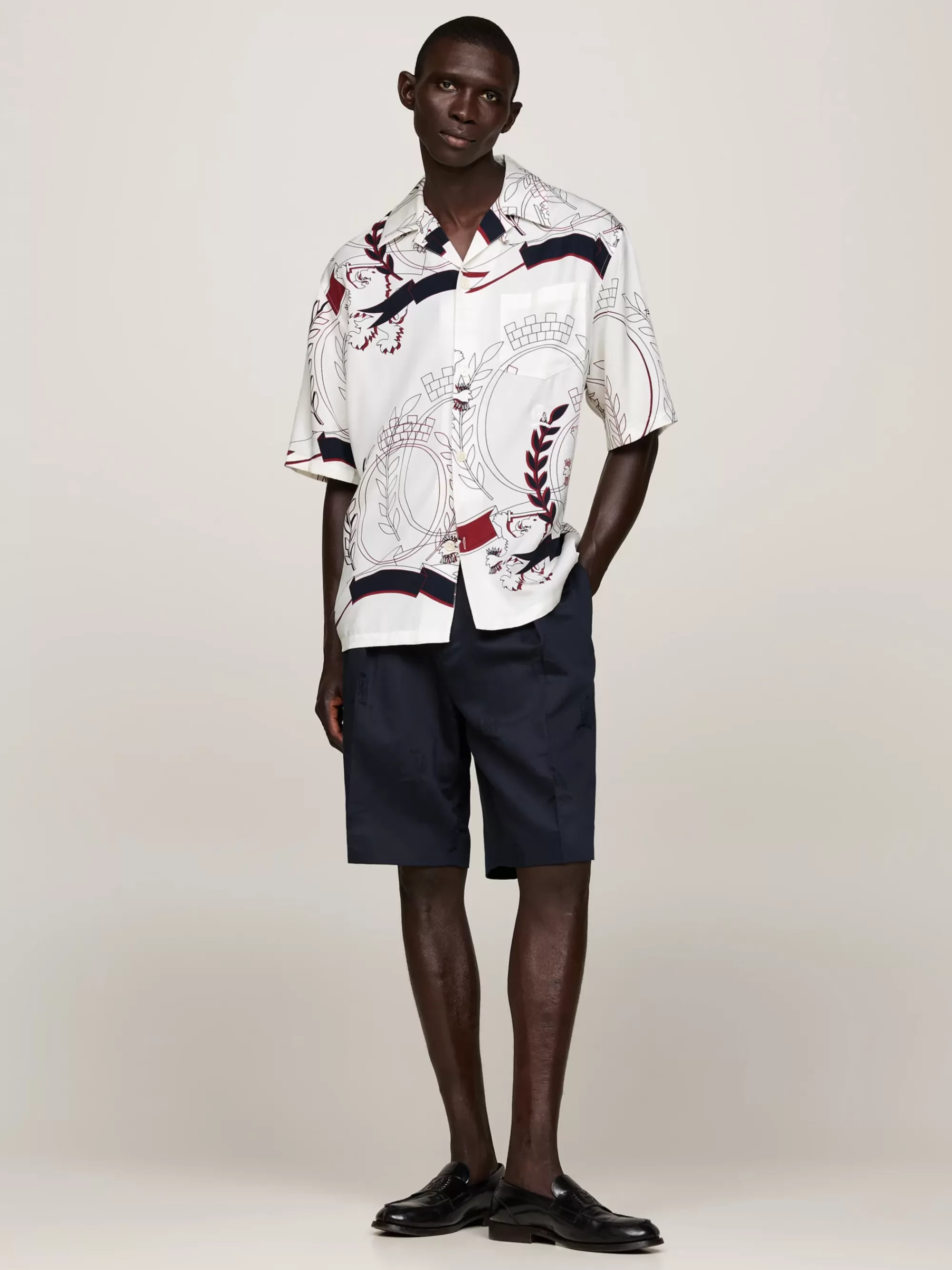 Overhemden*Tommy Hilfiger Relaxed Overhemd Met Korte Mouwen En Embleem IVORY