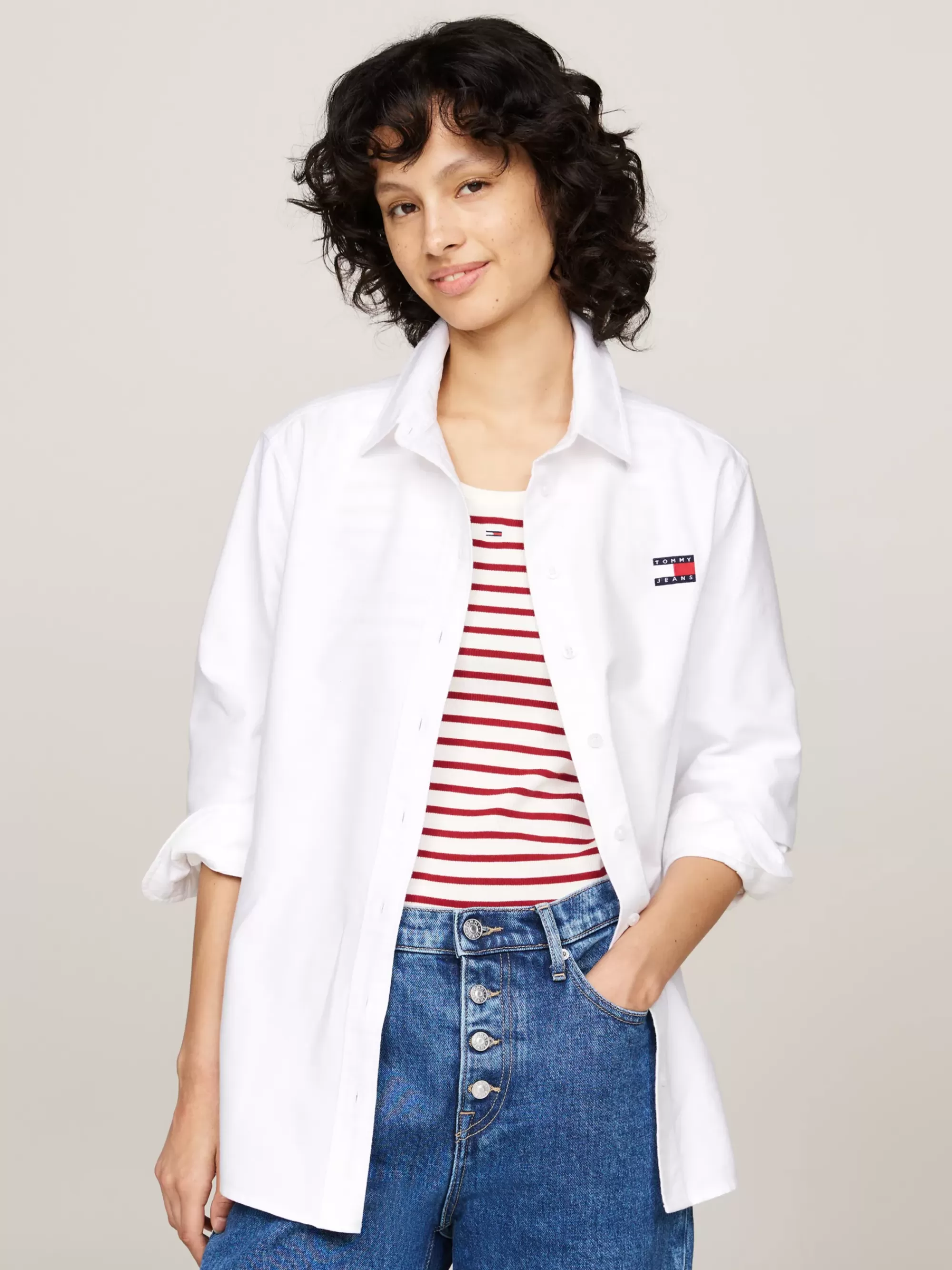 Blouses & Overhemden*Tommy Hilfiger Relaxed Overhemd Met Tommy-badge WHITE
