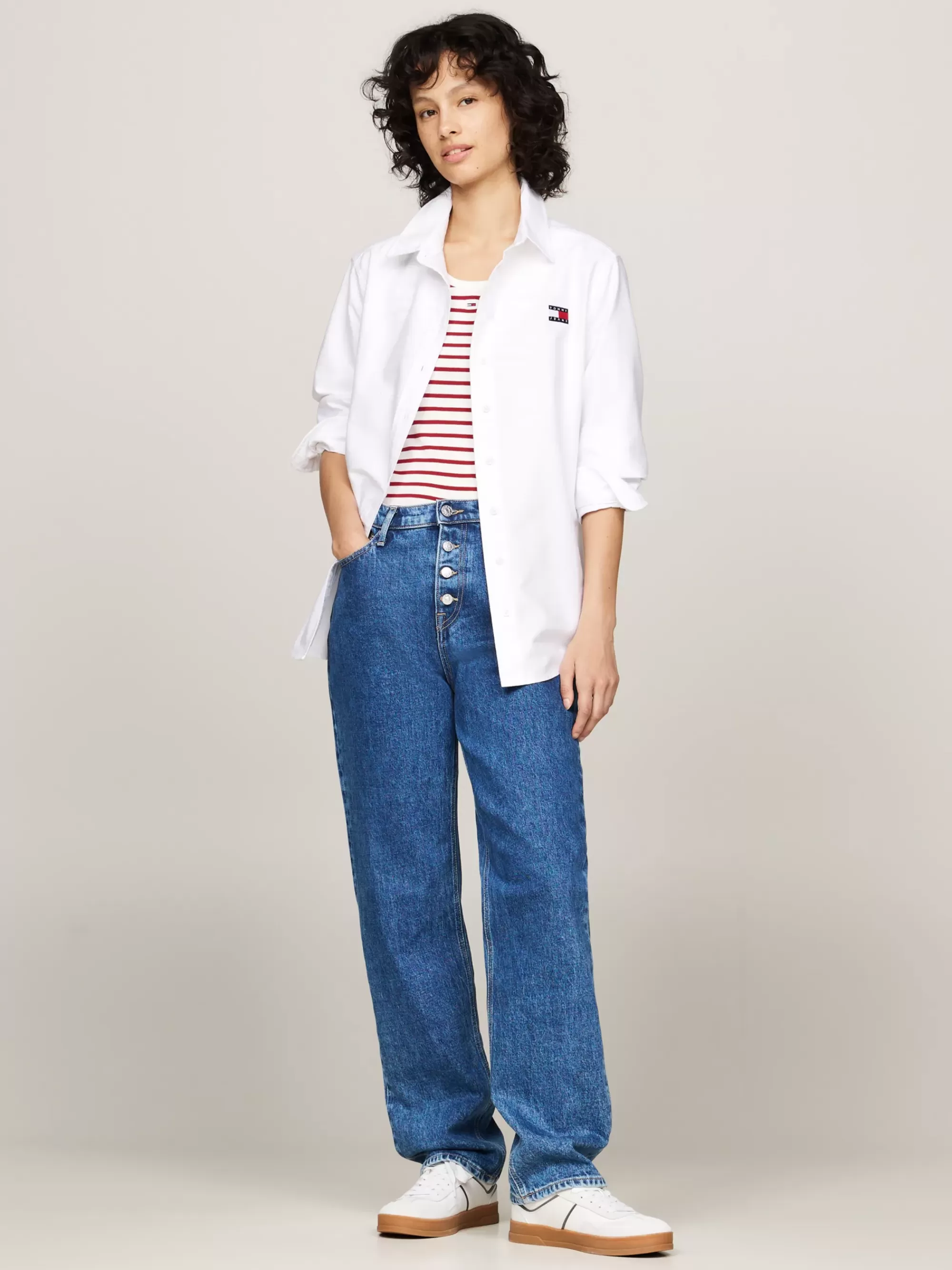 Blouses & Overhemden*Tommy Hilfiger Relaxed Overhemd Met Tommy-badge WHITE