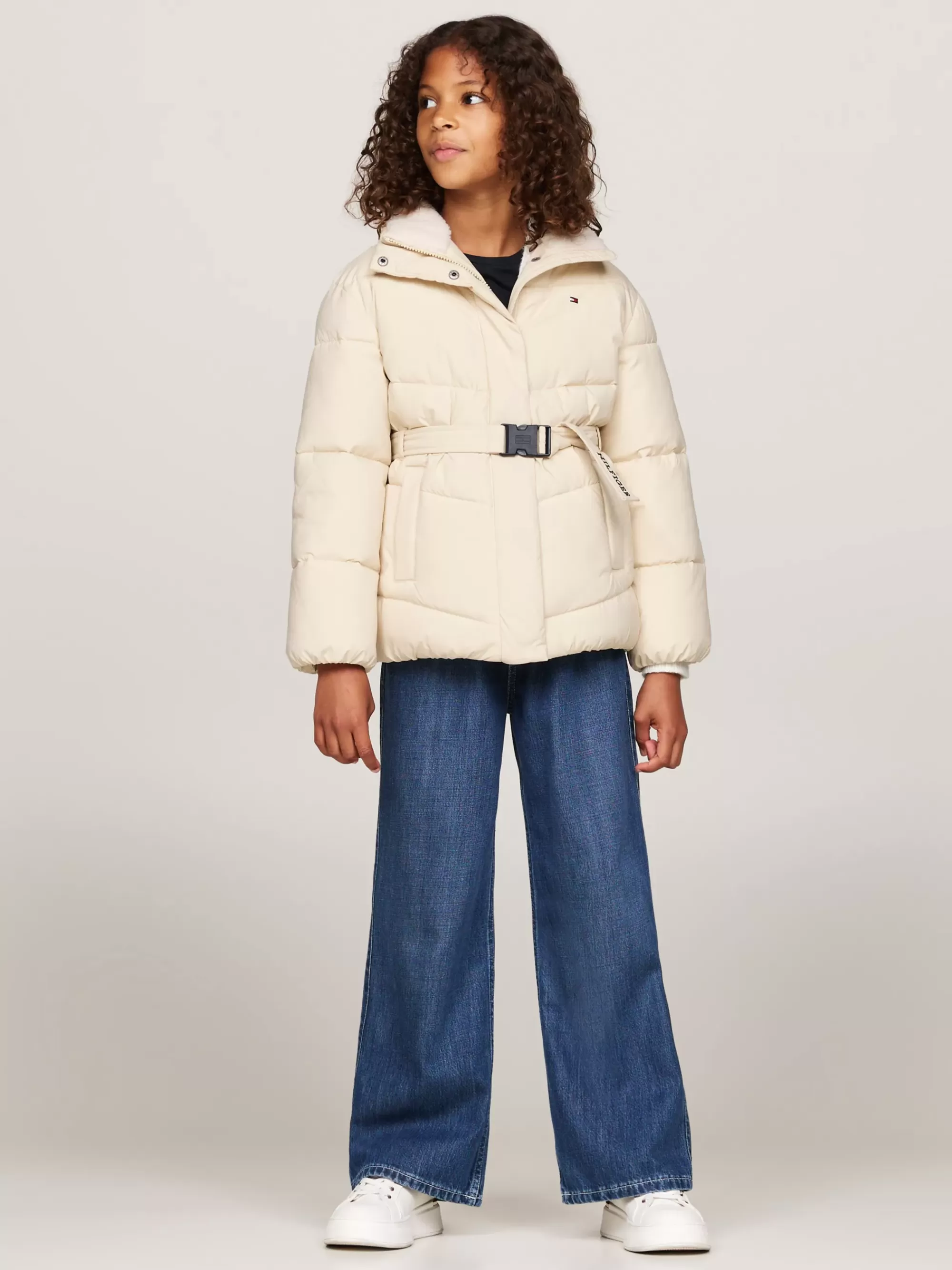 Jassen & Jacks*Tommy Hilfiger Relaxed Pufferjack Met Riem En Teddy Kraag COUNTRY IVORY