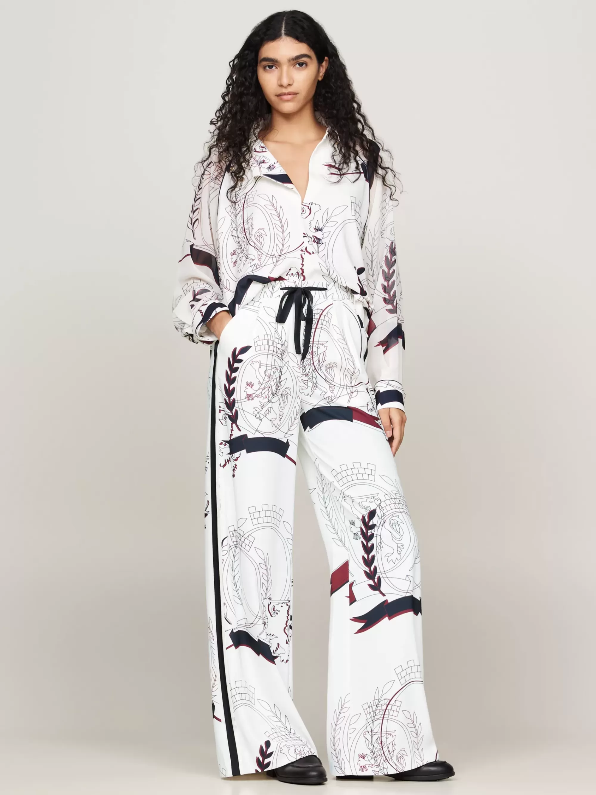 Co-Ords | Broeken*Tommy Hilfiger Relaxed Pyjamabroek Met Embleemprint IVORY