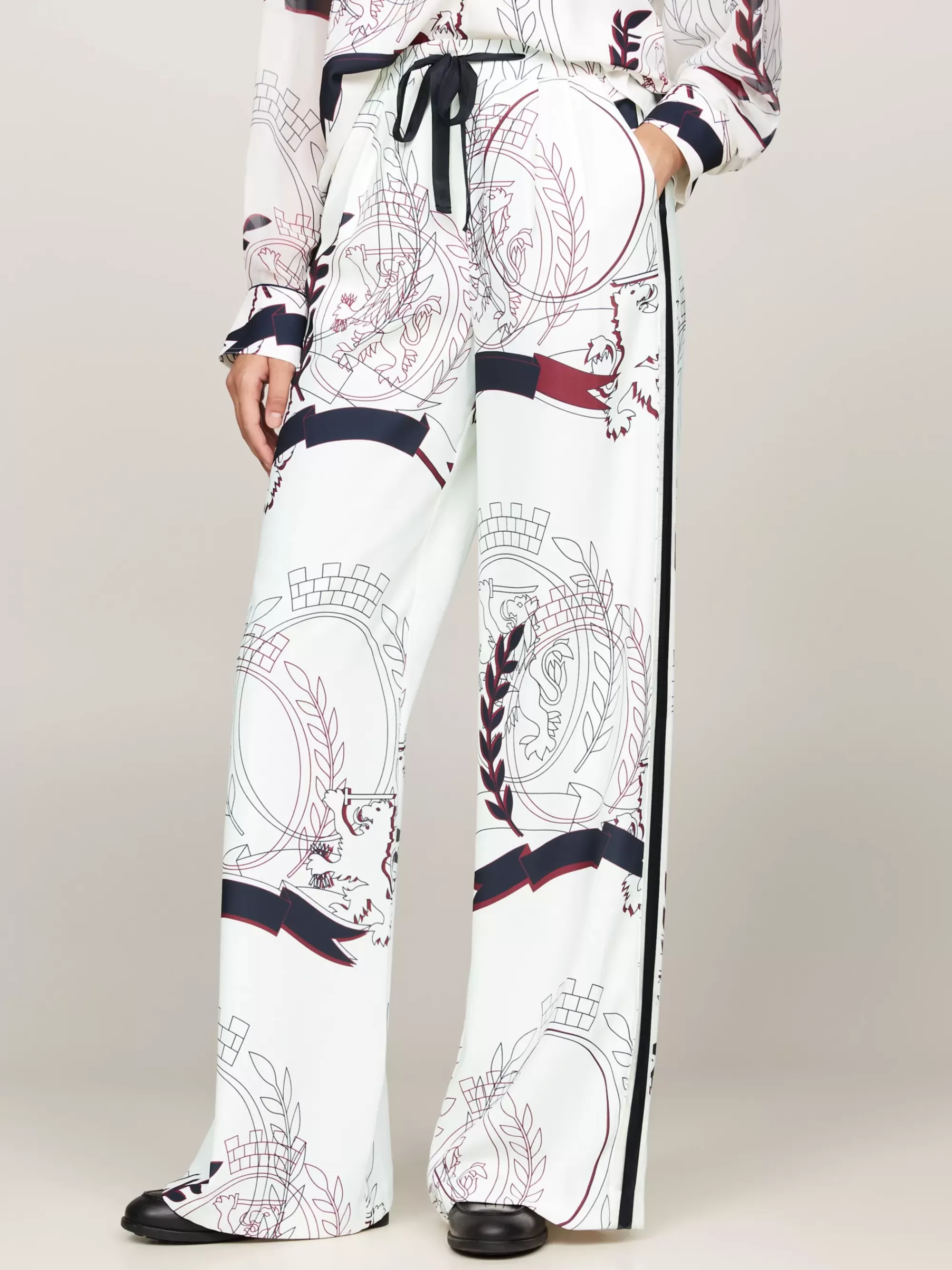 Co-Ords | Broeken*Tommy Hilfiger Relaxed Pyjamabroek Met Embleemprint IVORY