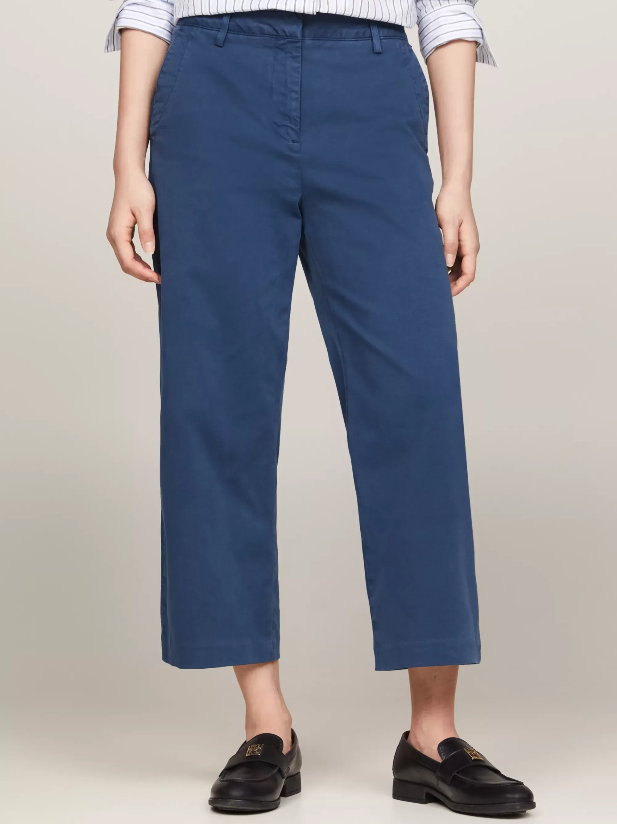 Broeken*Tommy Hilfiger Relaxed Straight Cropped Chino FOSSIL BLUE