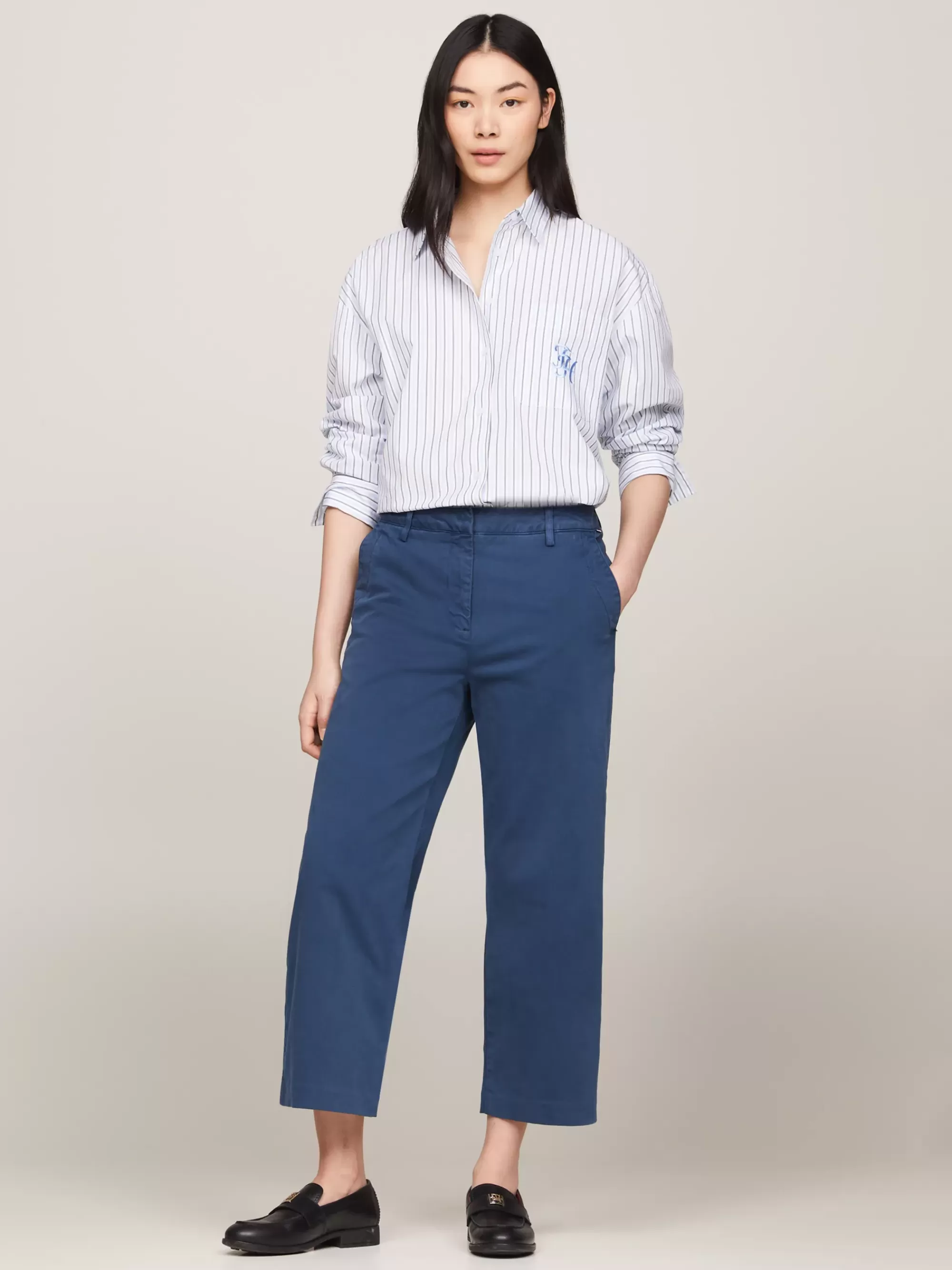Broeken*Tommy Hilfiger Relaxed Straight Cropped Chino FOSSIL BLUE