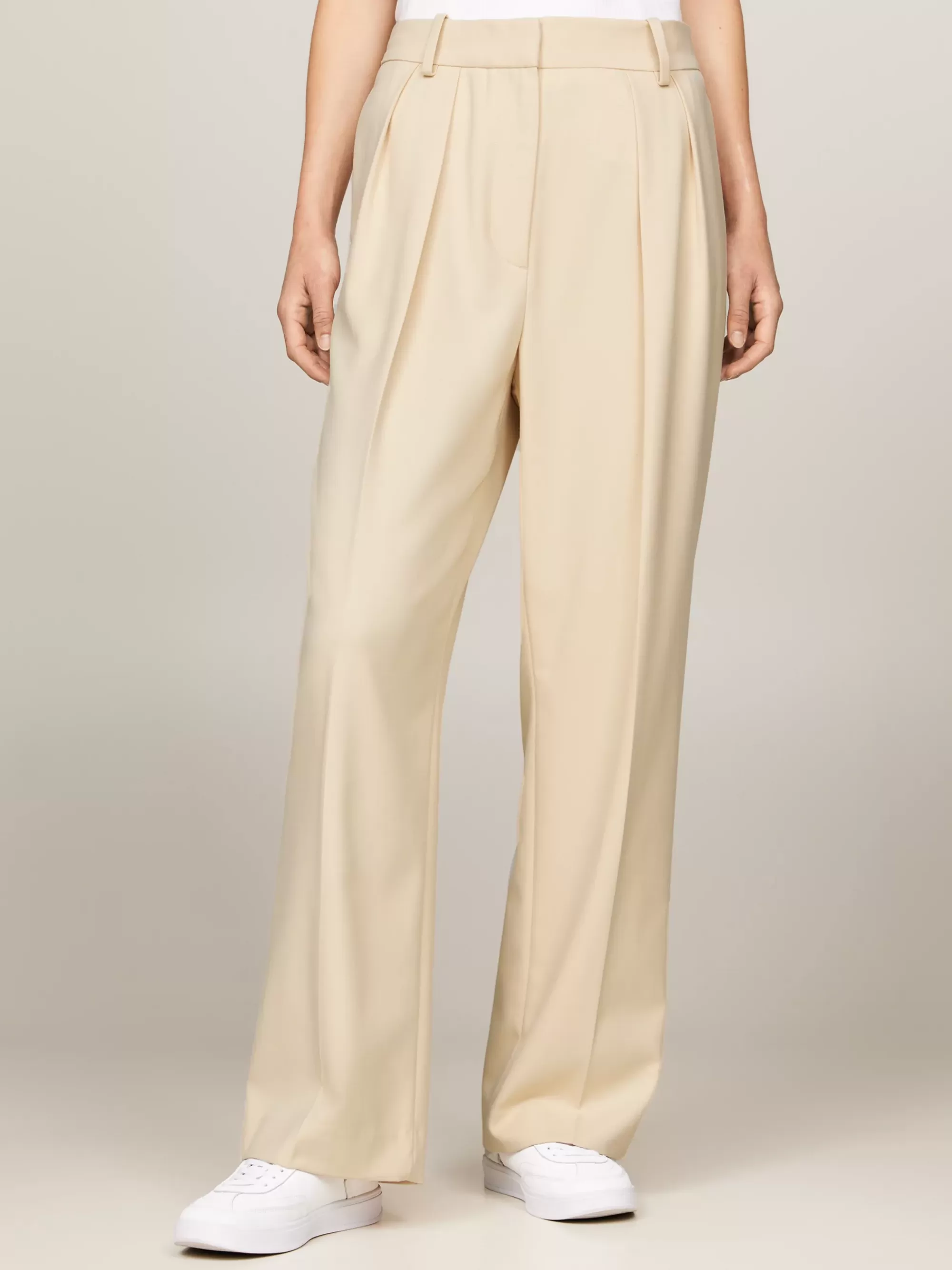 Co-Ords | Broeken*Tommy Hilfiger Relaxed Straight Pantalon Met Plooien COUNTRY IVORY