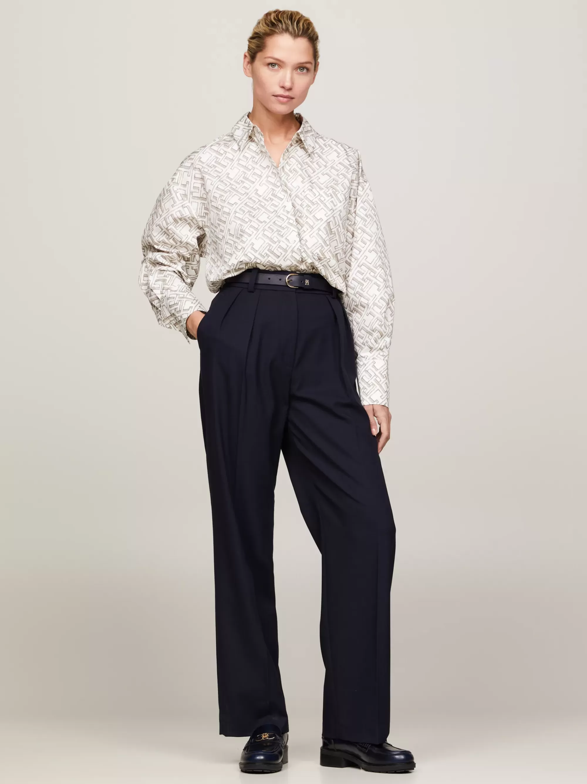 Co-Ords | Broeken*Tommy Hilfiger Relaxed Straight Pantalon Met Plooien DESERT SKY