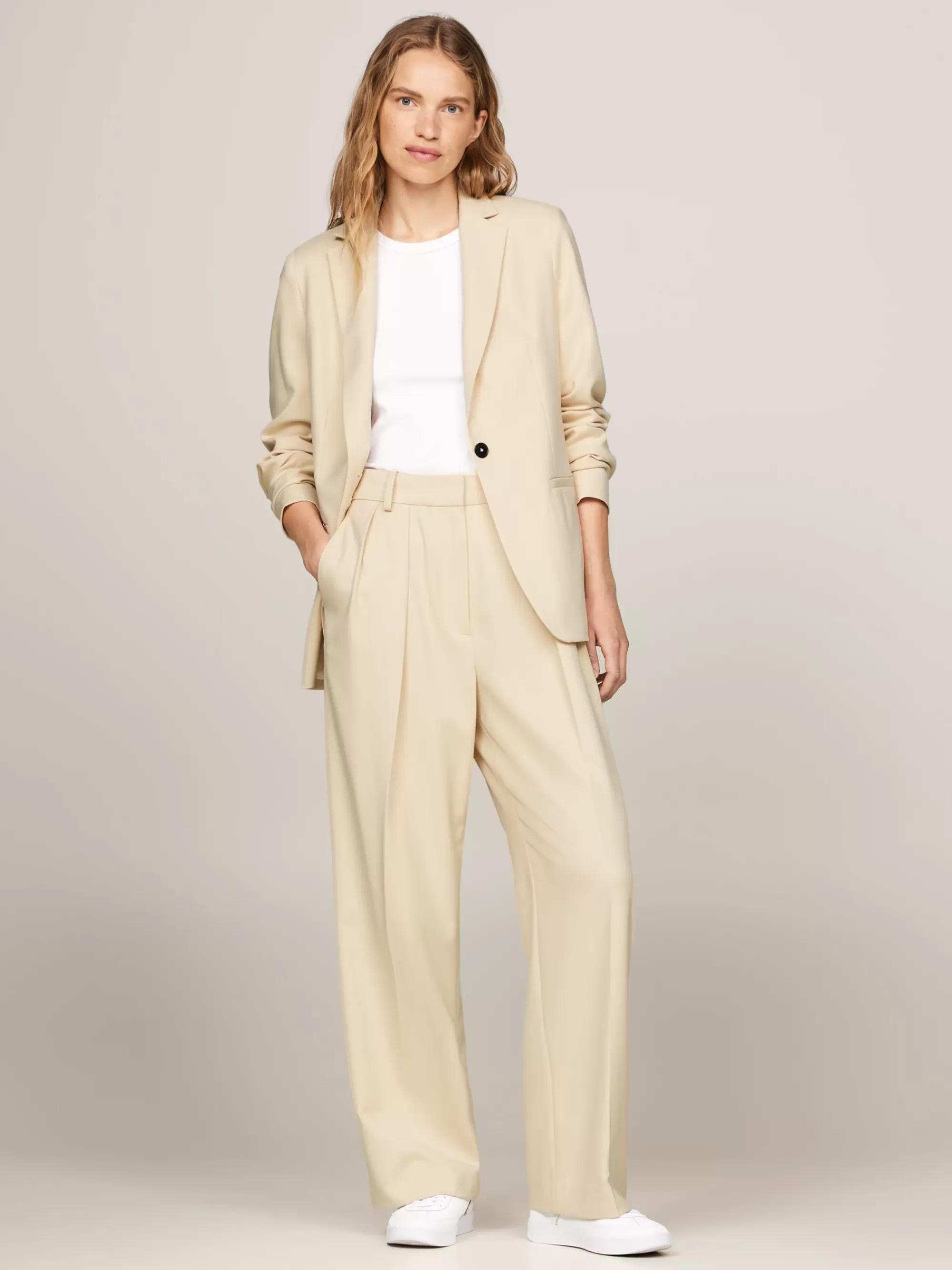 Co-Ords | Broeken*Tommy Hilfiger Relaxed Straight Pantalon Met Plooien COUNTRY IVORY