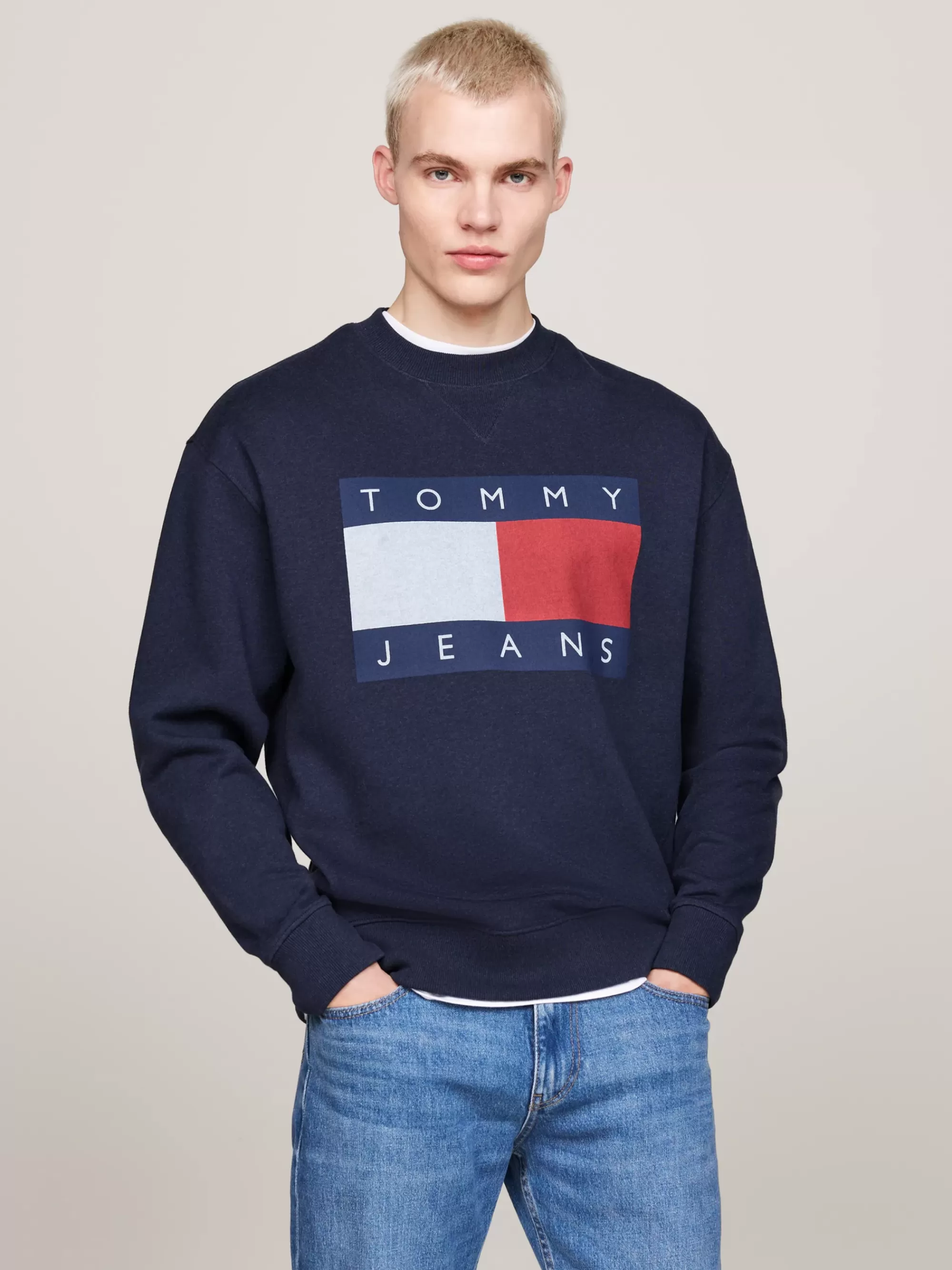 Sweatshirts & Hoodies*Tommy Hilfiger Relaxed Trui Met Tommy-vlagbadge DARK NIGHT NAVY MELANGE