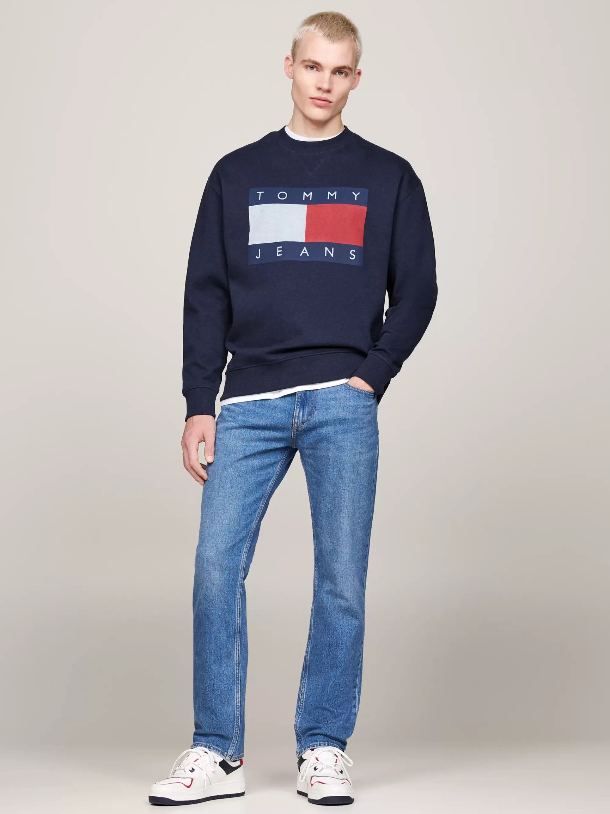 Sweatshirts & Hoodies*Tommy Hilfiger Relaxed Trui Met Tommy-vlagbadge DARK NIGHT NAVY MELANGE