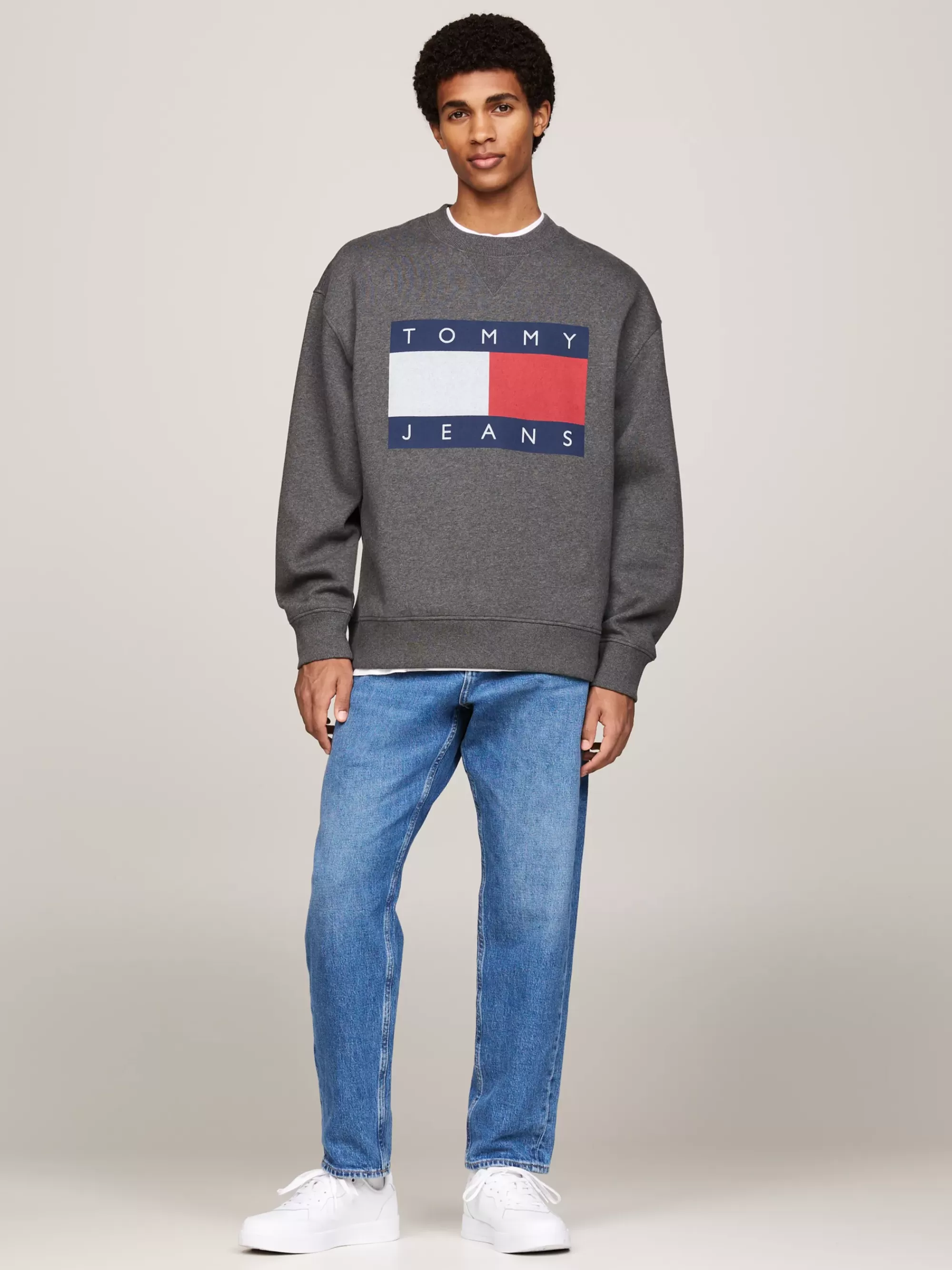 Sweatshirts & Hoodies*Tommy Hilfiger Relaxed Trui Met Tommy-vlagbadge NEW CHARCOAL MELANGE