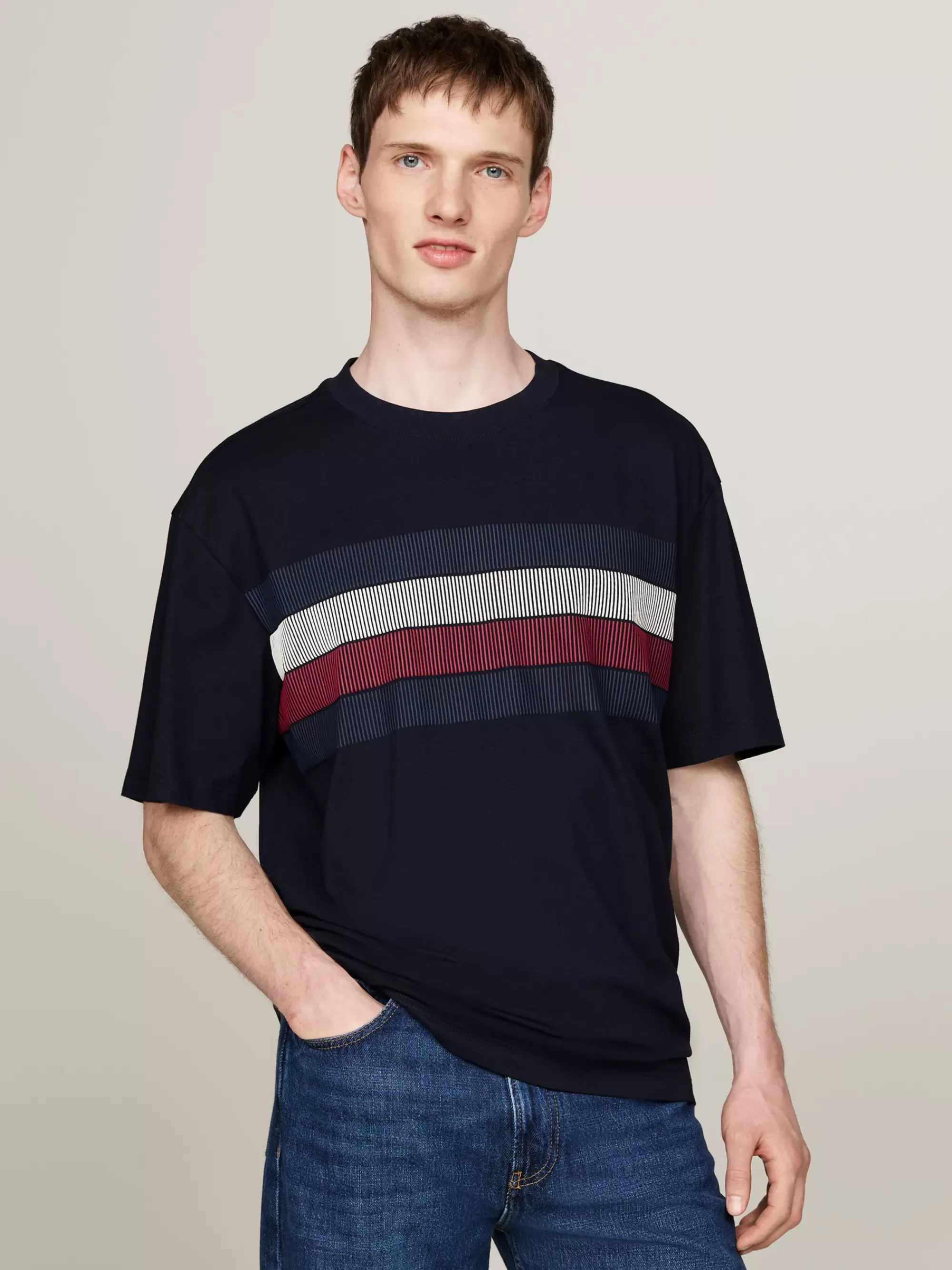 T-Shirts*Tommy Hilfiger Relaxed T-shirt Met Colour-blocked Vlagdesign DESERT SKY