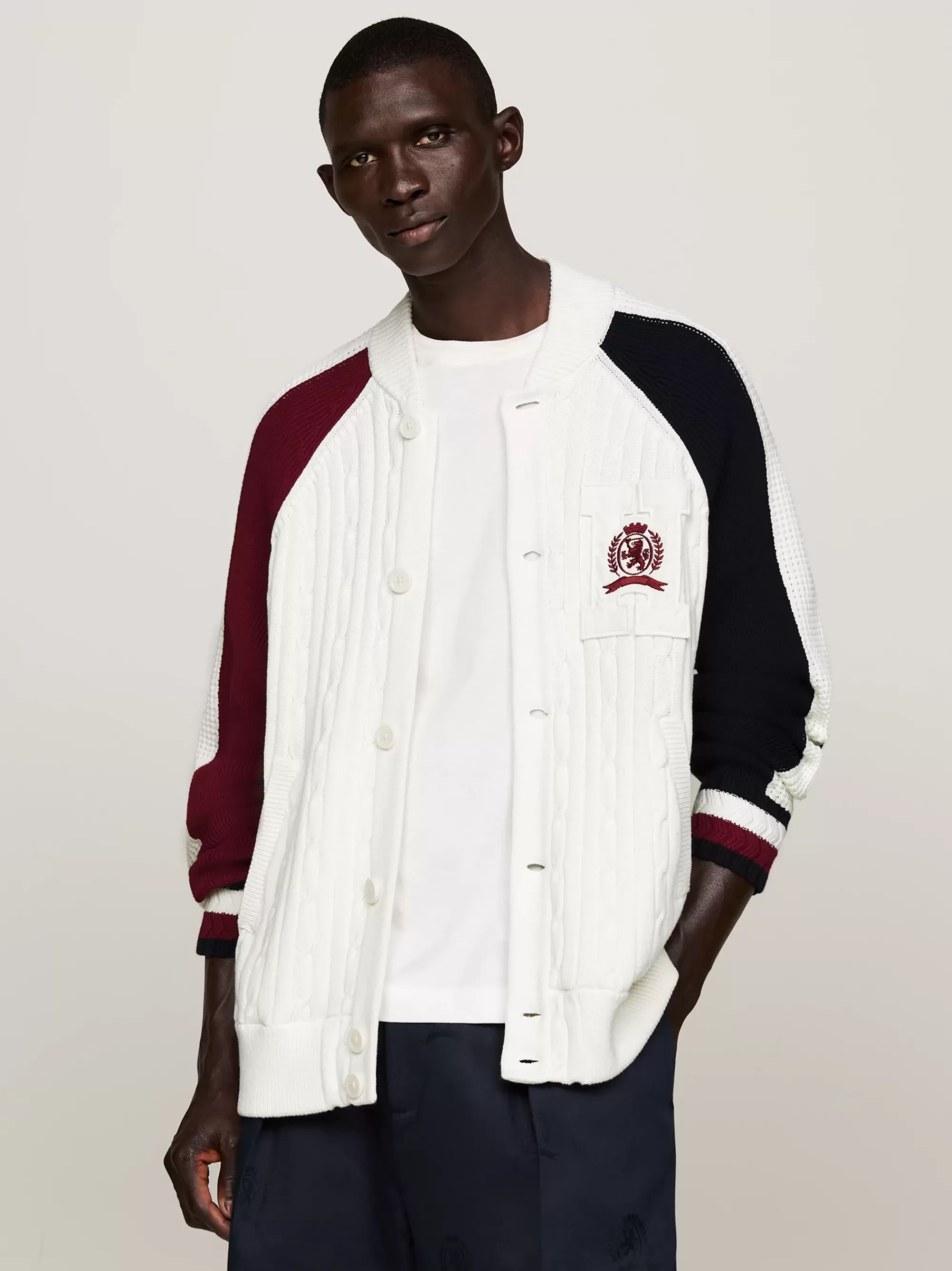 Vesten | Truien & Vesten*Tommy Hilfiger Relaxed Varsity Vest Met Gemengde Steek IVORY