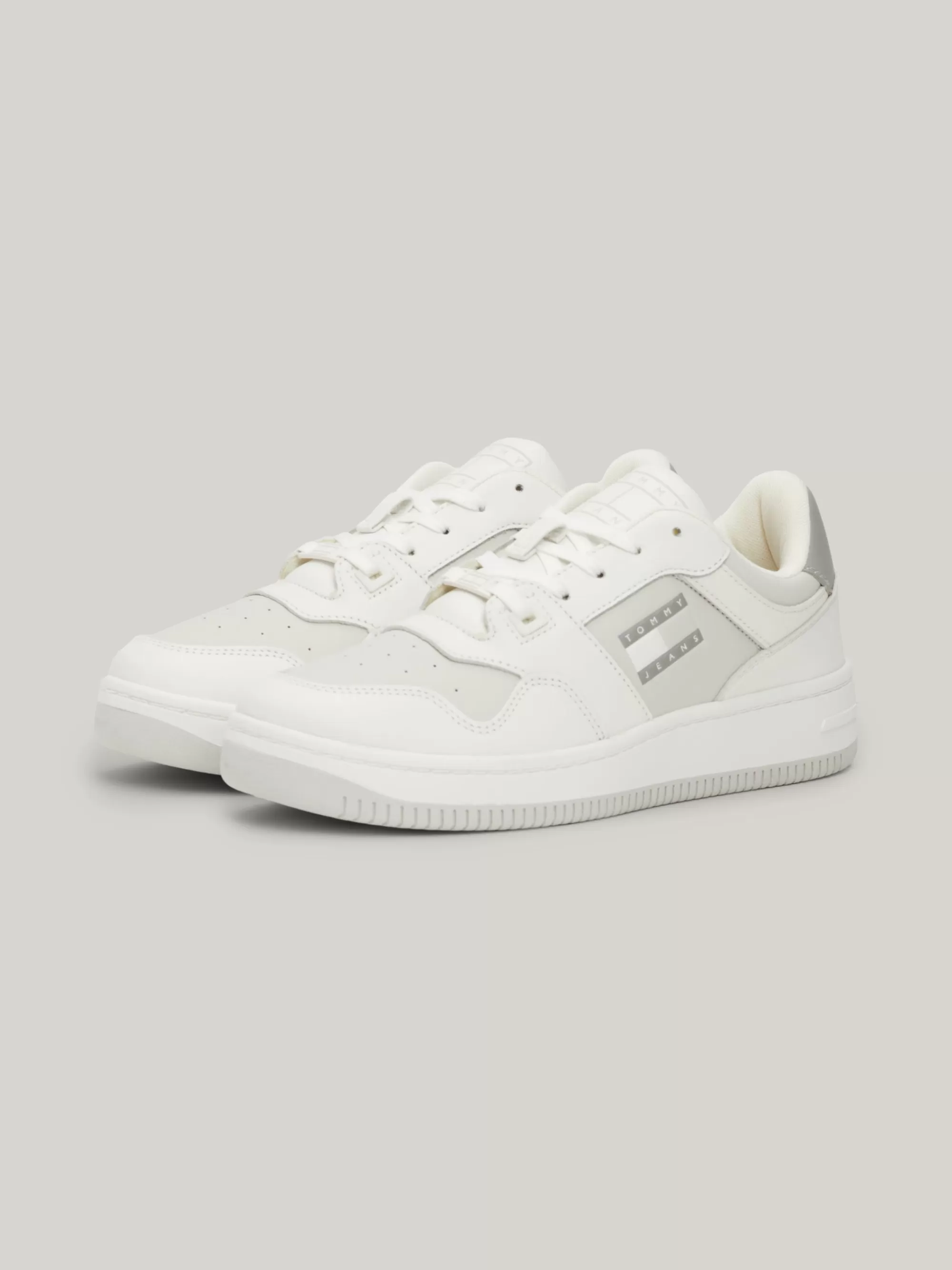 Sneakers*Tommy Hilfiger Retro Ton-sur-ton Leren Basketbalsneaker STRATUS GREY