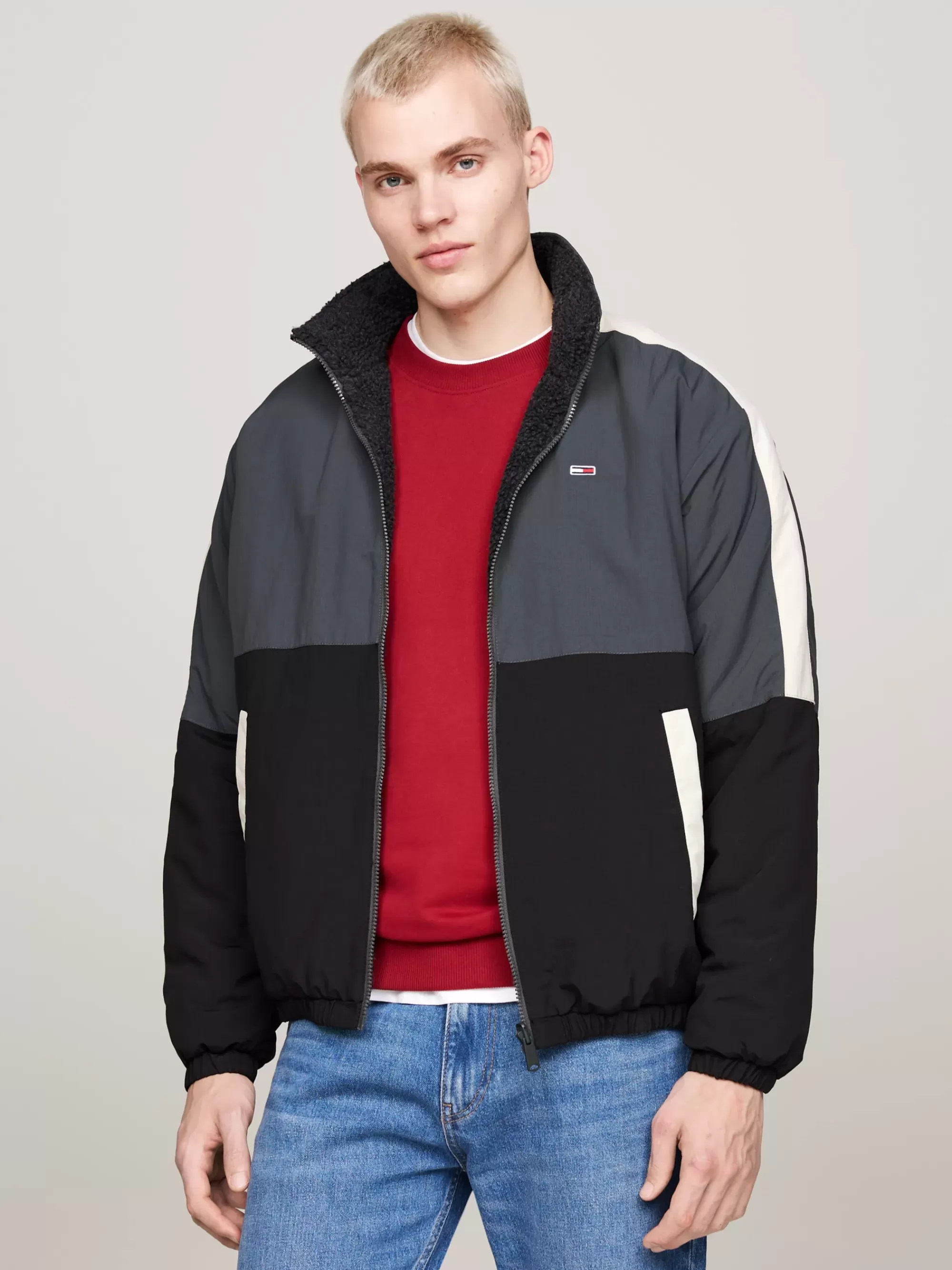 Jassen & Jacks | Bomberjacks*Tommy Hilfiger Reversible Fleece Jack Met Verborgen Capuchon BLACK MULTI