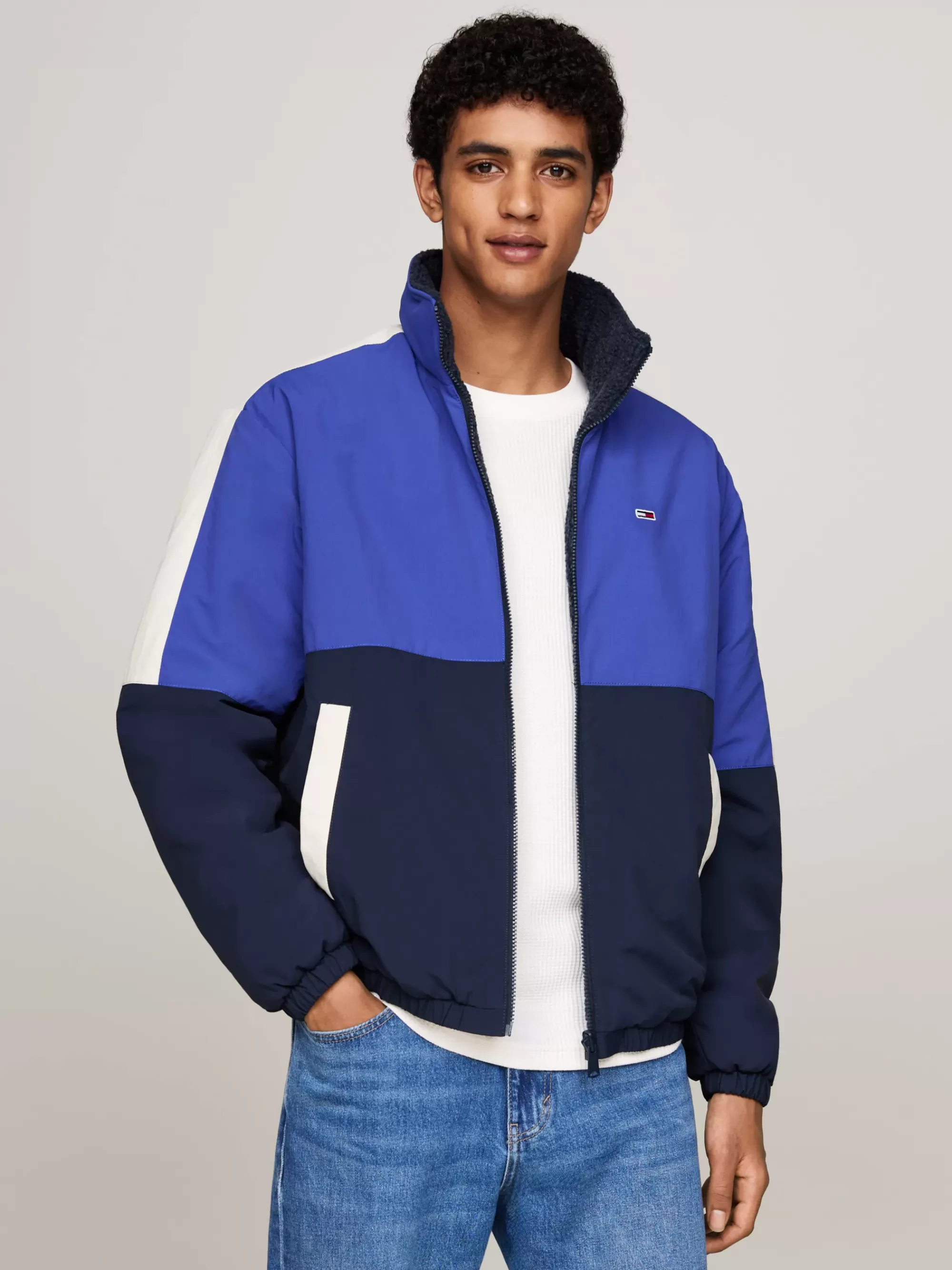 Bomberjacks*Tommy Hilfiger Reversible Fleece Jack Met Verborgen Capuchon BRIGHT BLUE MULTI