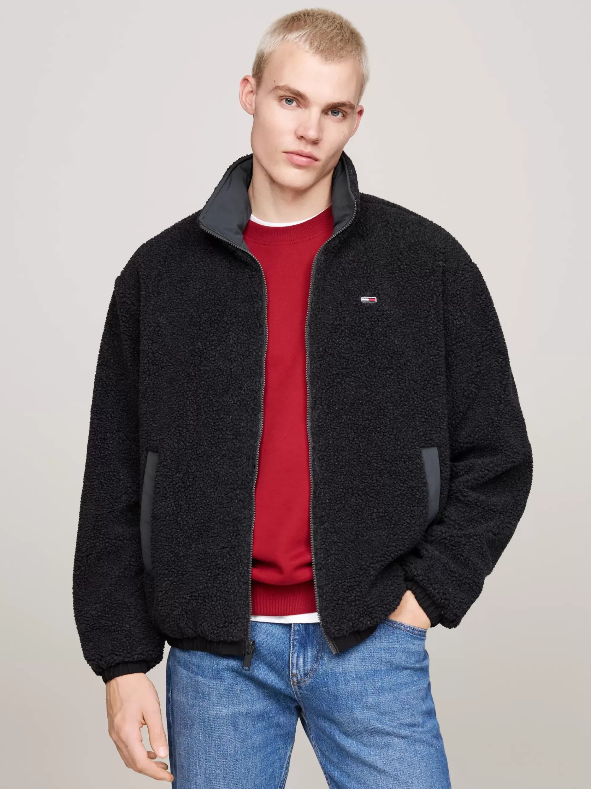 Jassen & Jacks | Bomberjacks*Tommy Hilfiger Reversible Fleece Jack Met Verborgen Capuchon BLACK MULTI