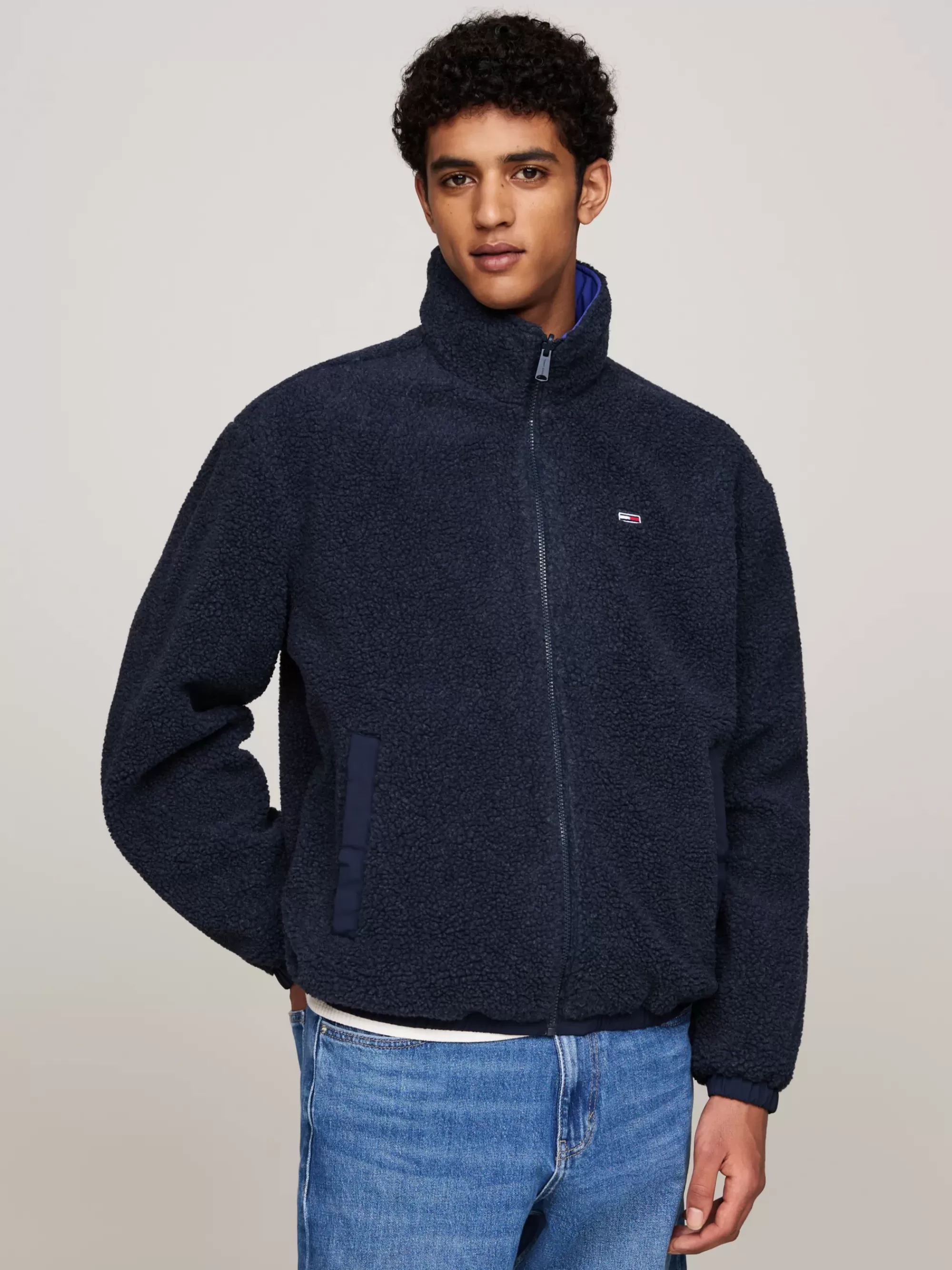 Bomberjacks*Tommy Hilfiger Reversible Fleece Jack Met Verborgen Capuchon BRIGHT BLUE MULTI