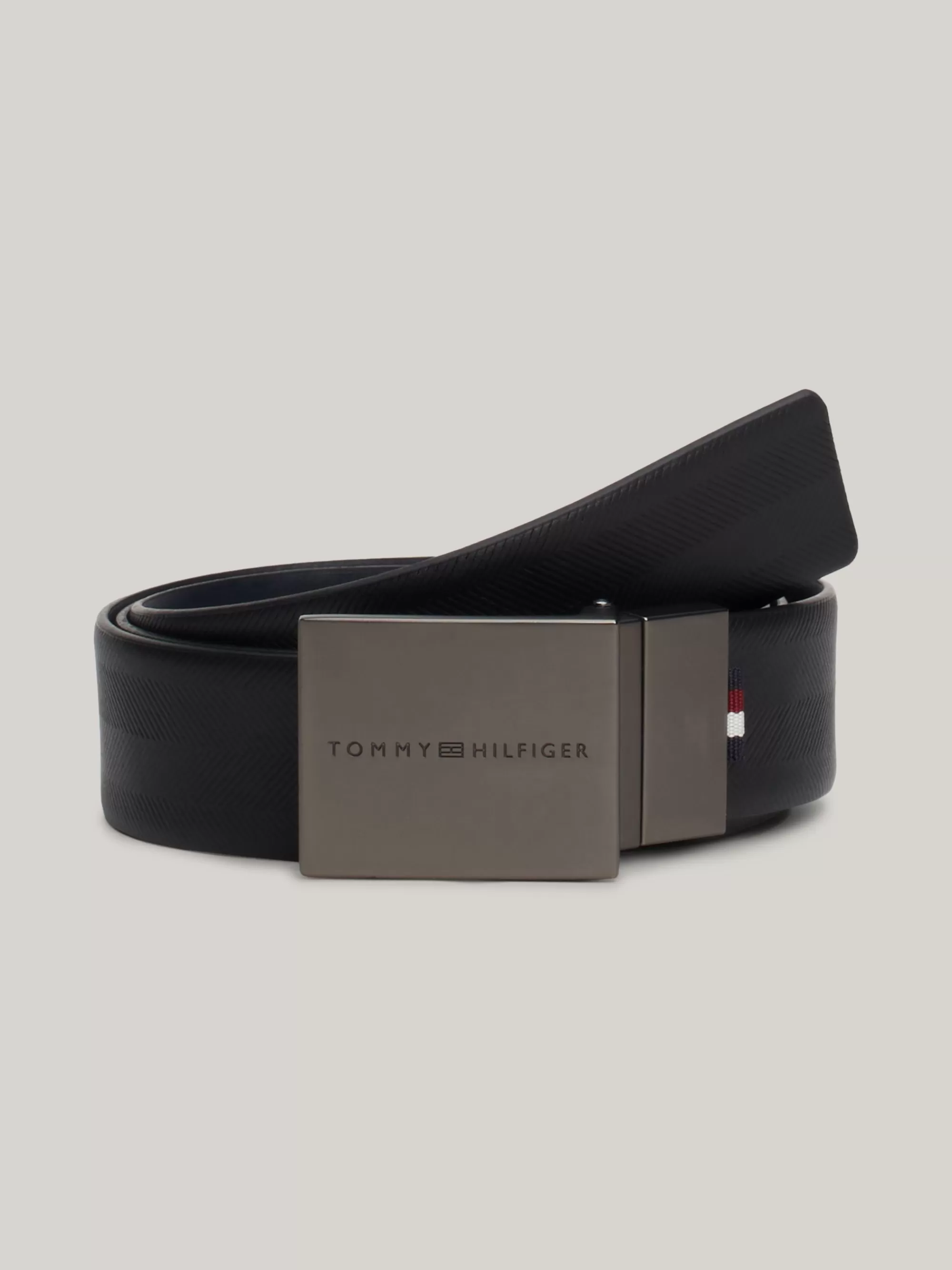 Riemen*Tommy Hilfiger Reversible Leren Riem Met Getextureerde Finish SPACE BLUE