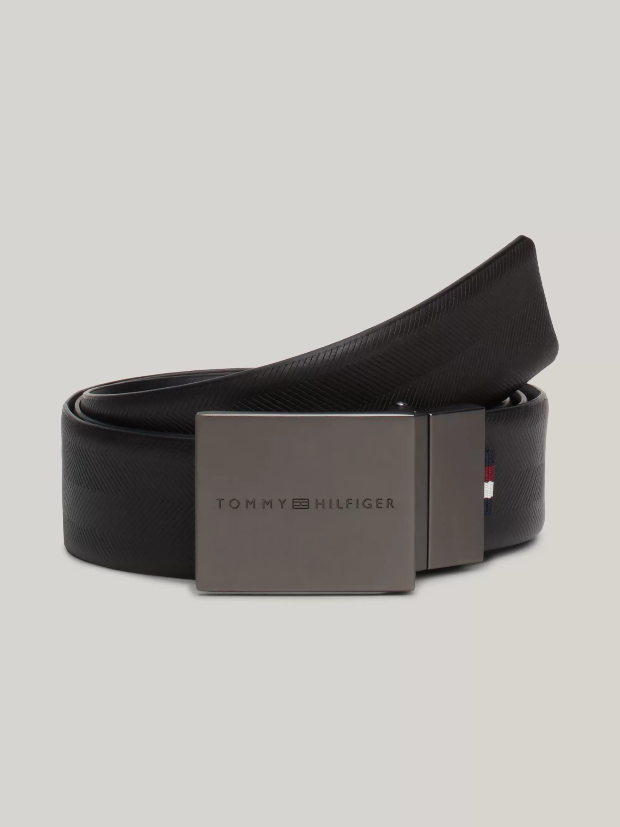 Riemen*Tommy Hilfiger Reversible Leren Riem Met Getextureerde Finish BLACK