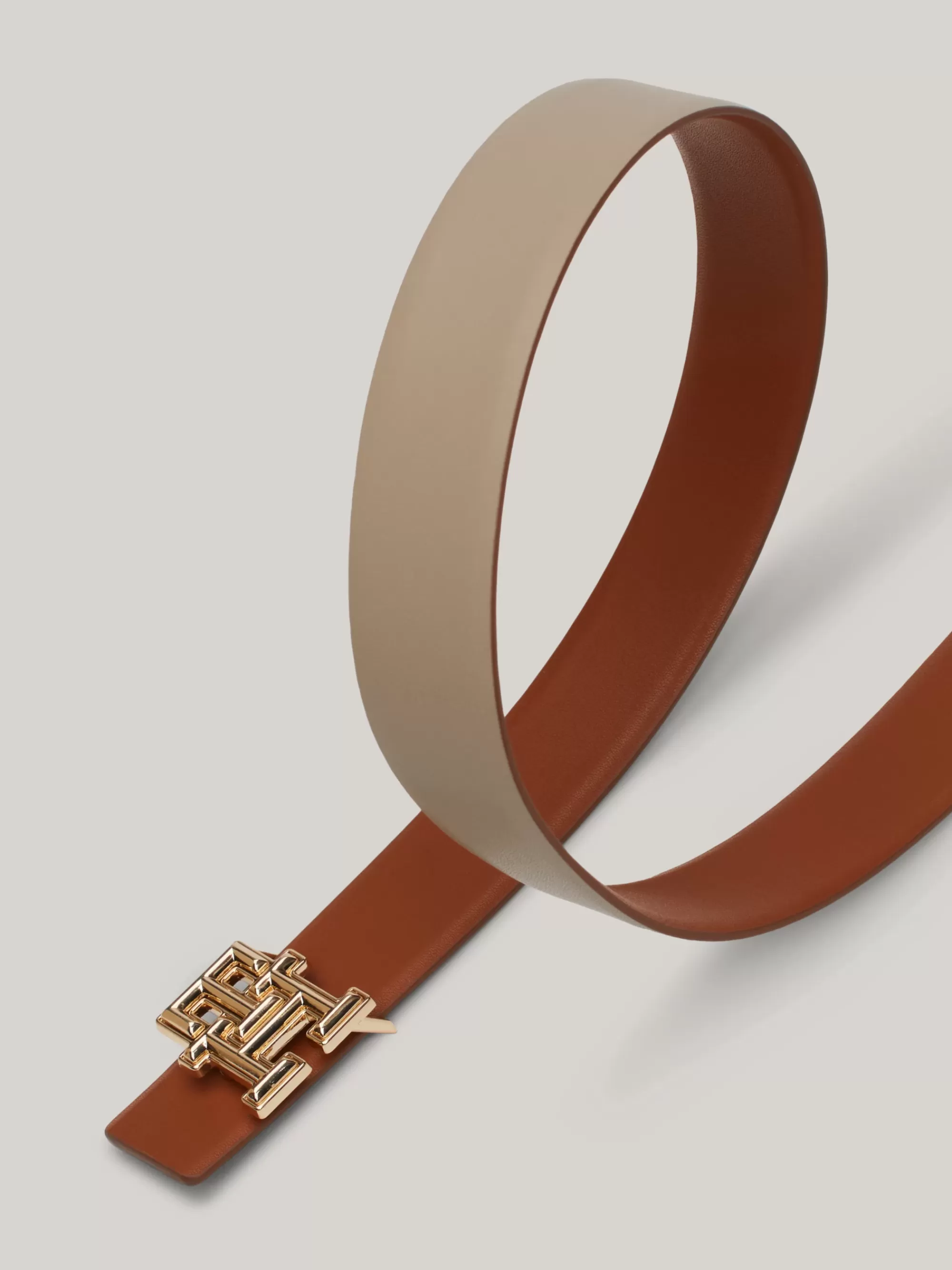 Riemen*Tommy Hilfiger Reversible Leren Riem Met Monogramgesp COGNAC / BEIGE