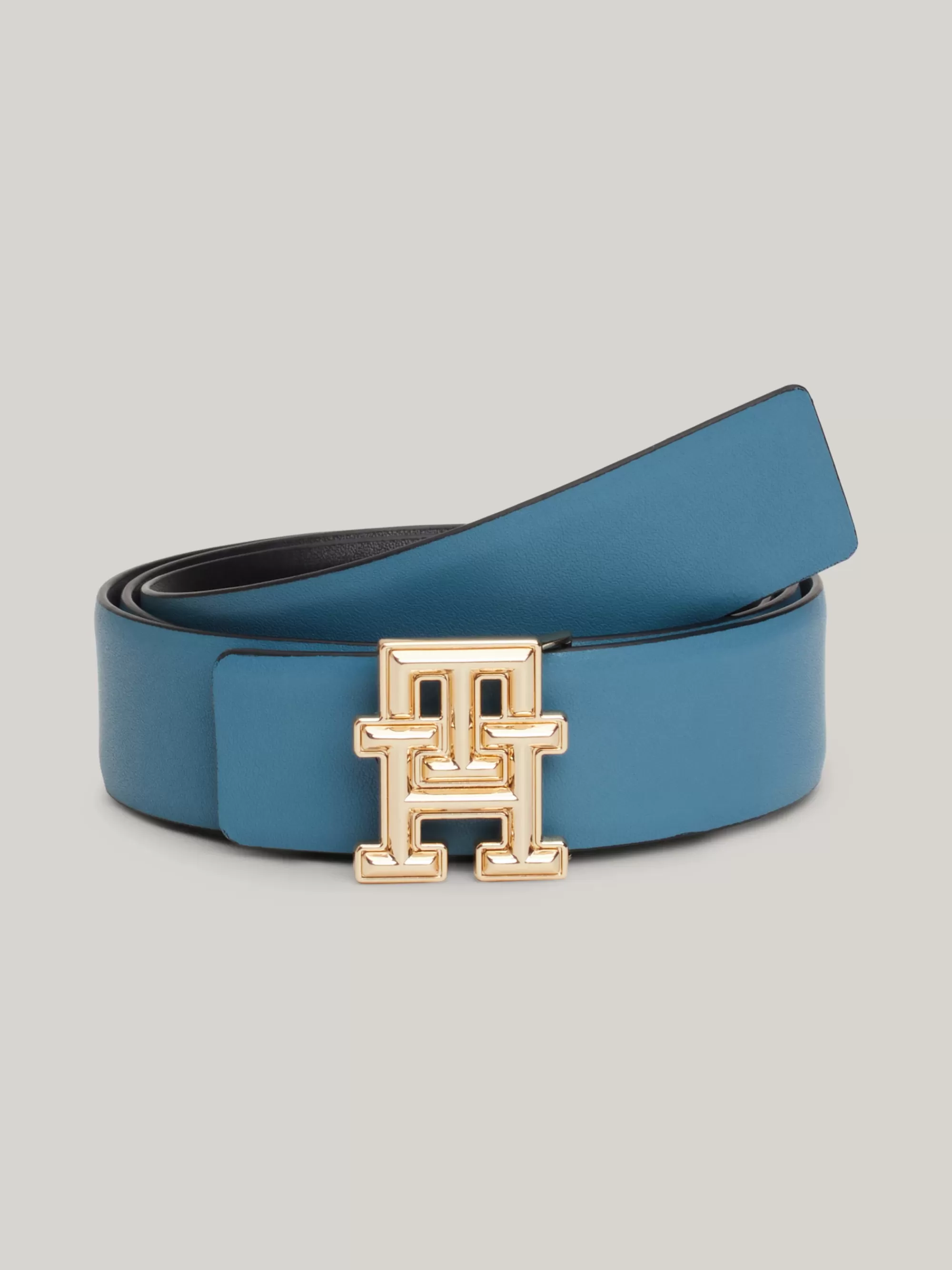 Riemen*Tommy Hilfiger Reversible Leren Riem Met Monogramgesp BLACK / FADED INK