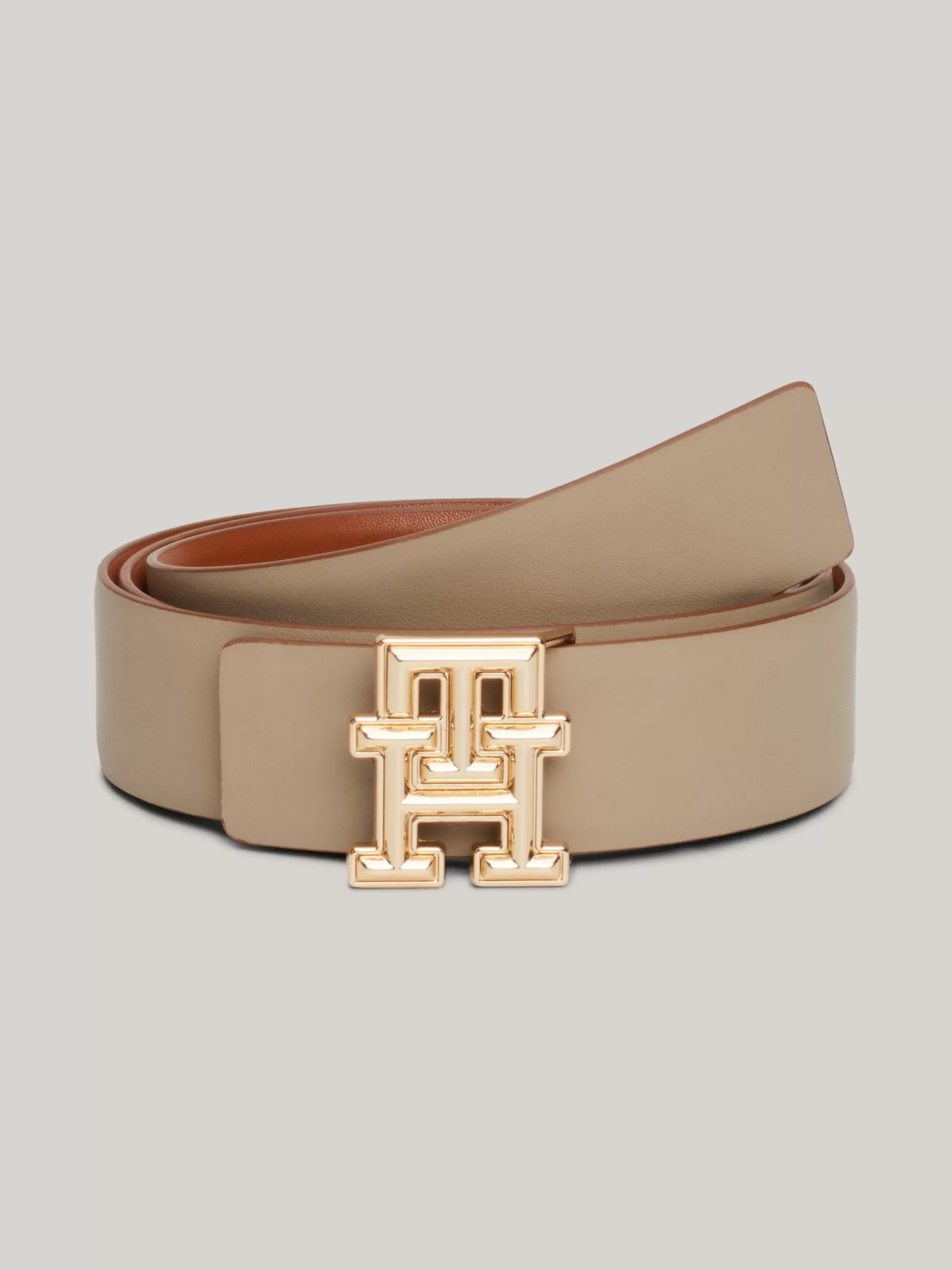 Riemen*Tommy Hilfiger Reversible Leren Riem Met Monogramgesp COGNAC / BEIGE