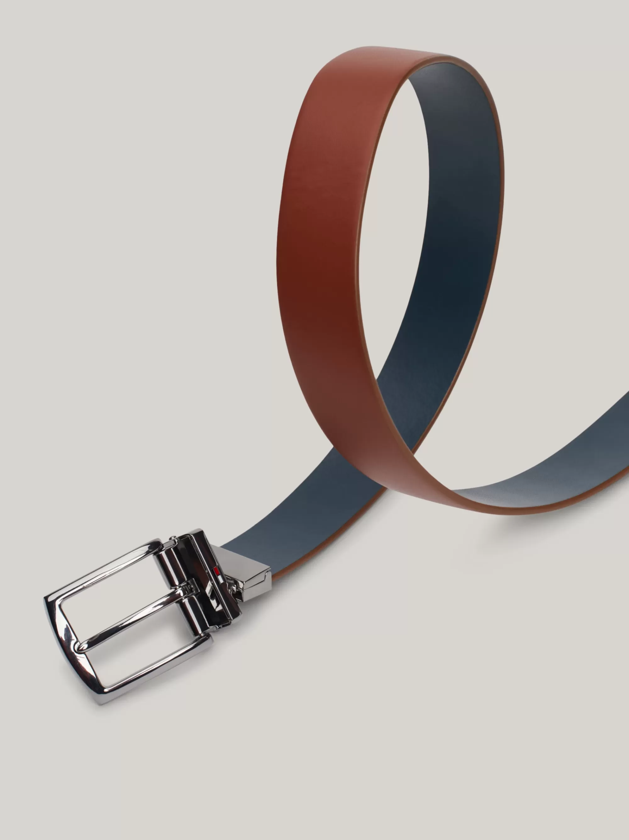 Riemen*Tommy Hilfiger Reversible Leren Riem Met Vierkante Gesp MILITARY DENIM / TAN