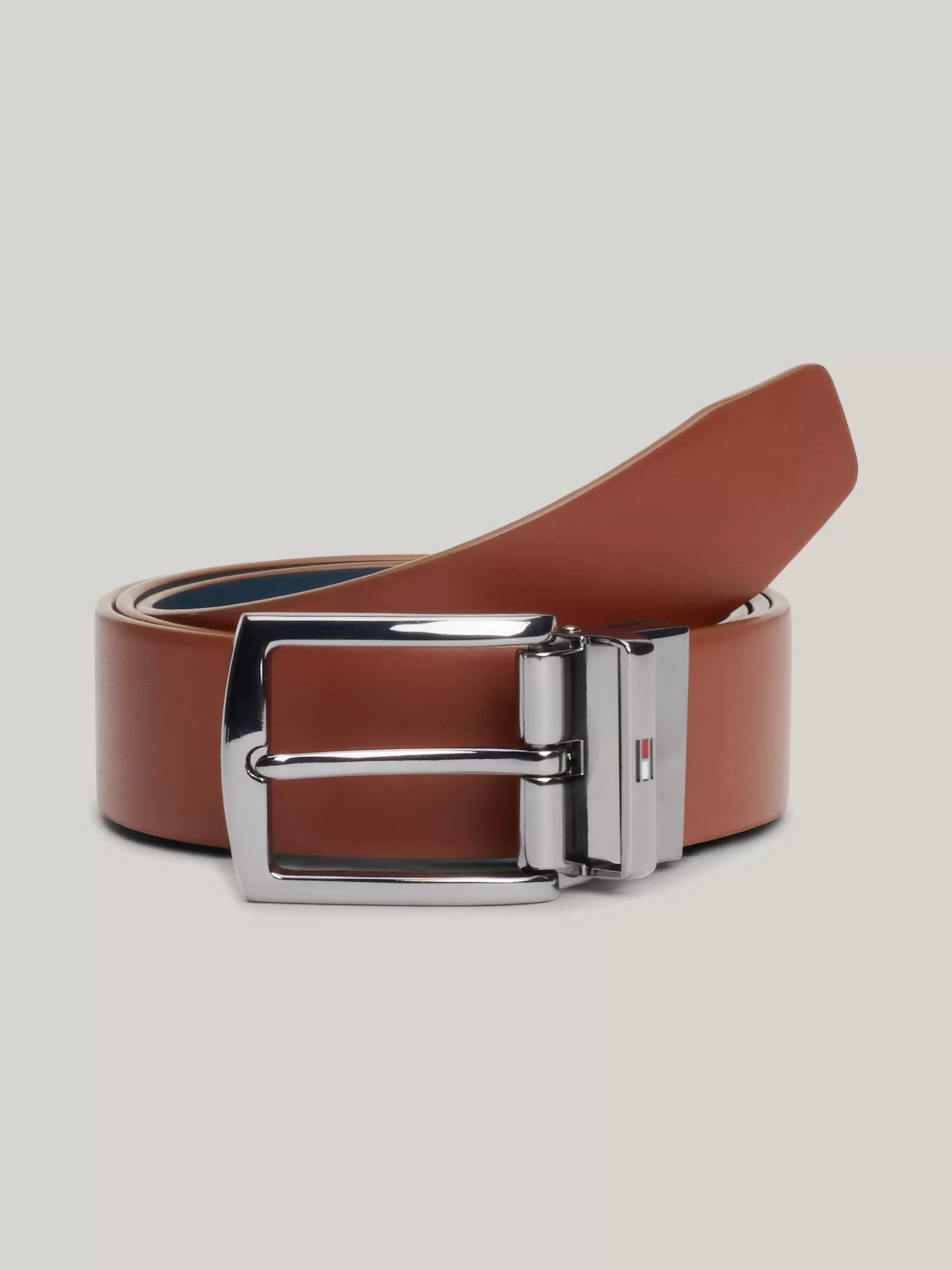 Riemen*Tommy Hilfiger Reversible Leren Riem Met Vierkante Gesp MILITARY DENIM / TAN