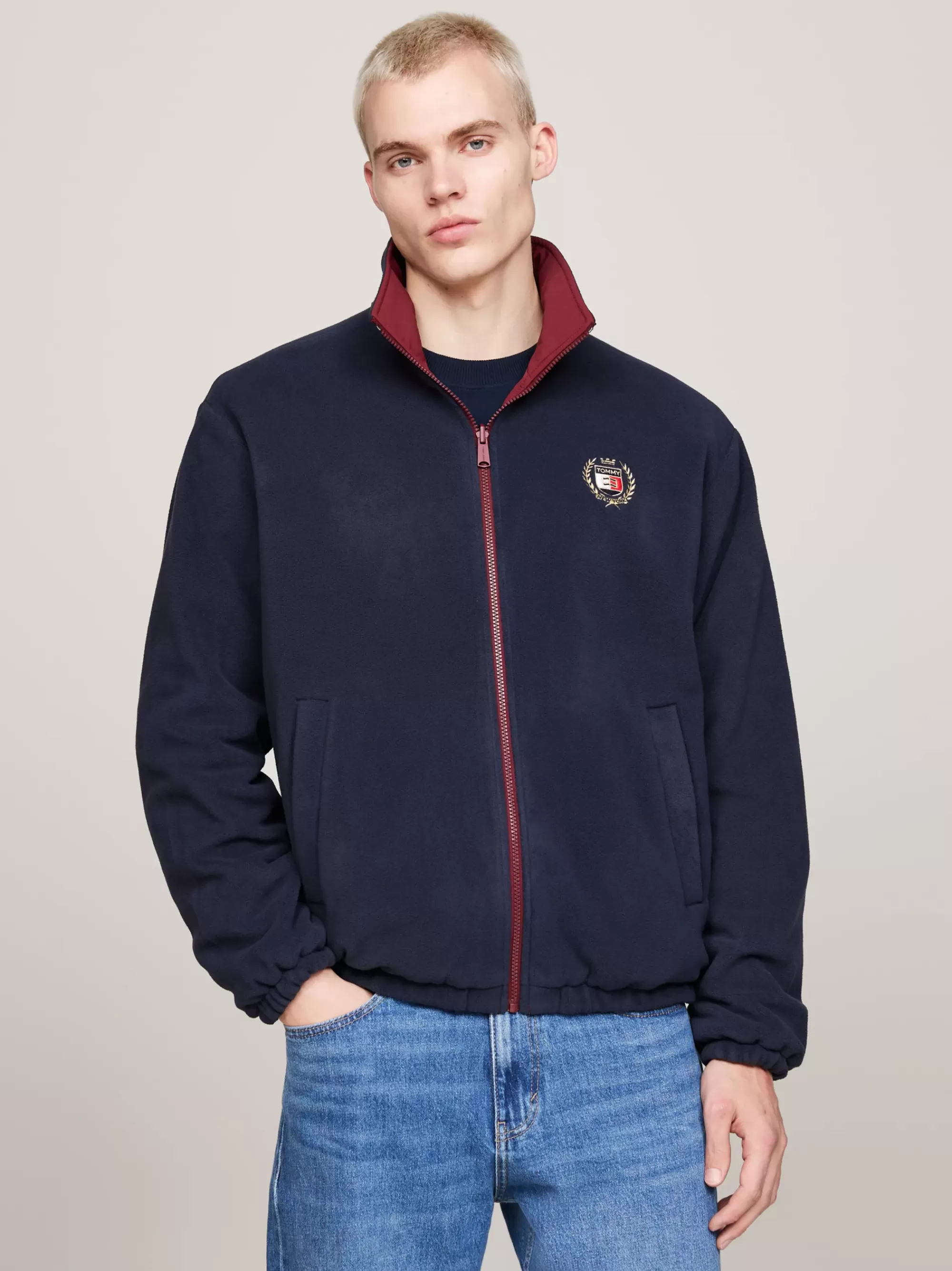 Bomberjacks*Tommy Hilfiger Reversible Relaxed Fleece Jack DEEP ROUGE