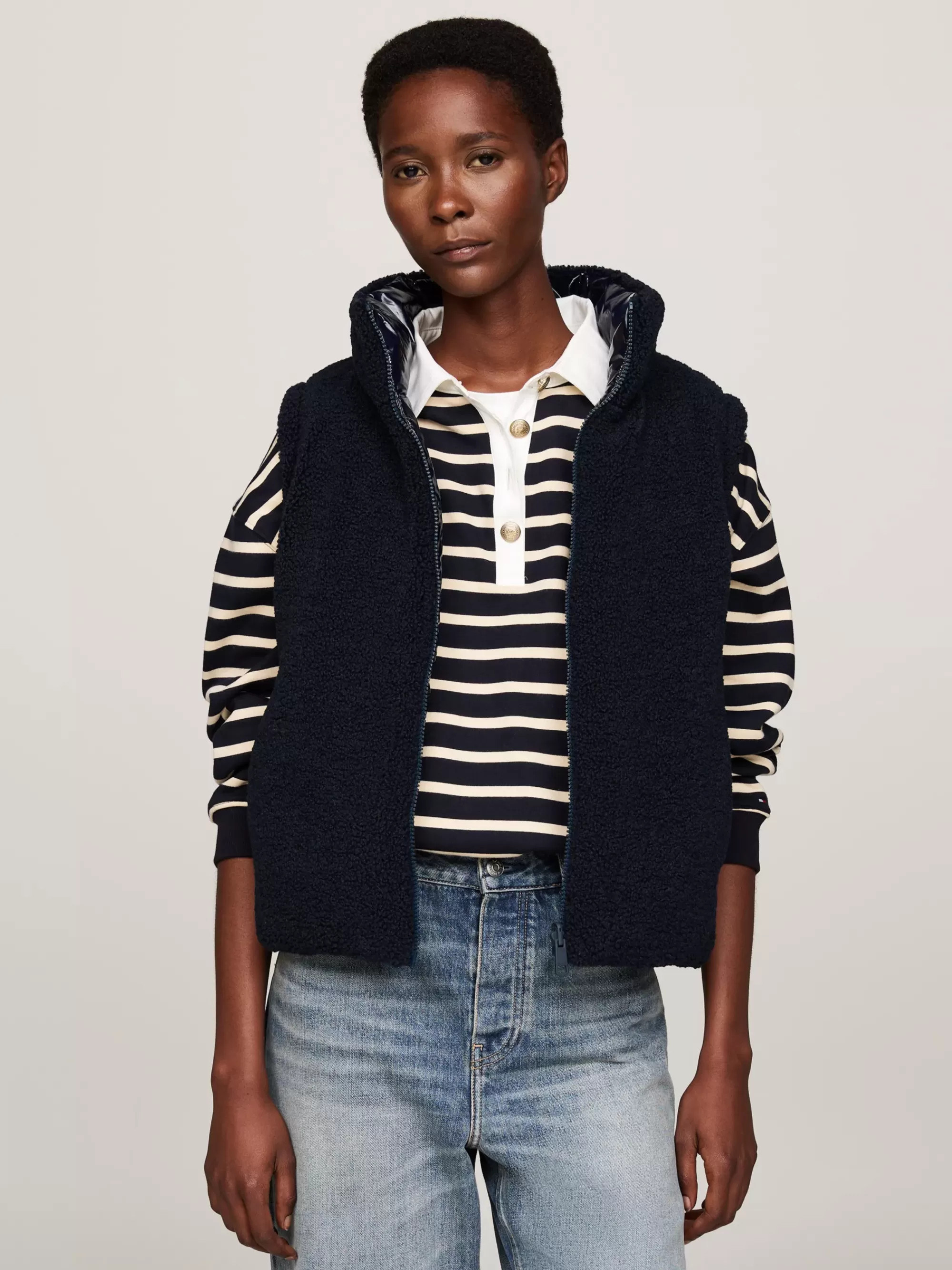 Jassen & Jacks*Tommy Hilfiger Reversible Teddy Donsbodywarmer DESERT SKY