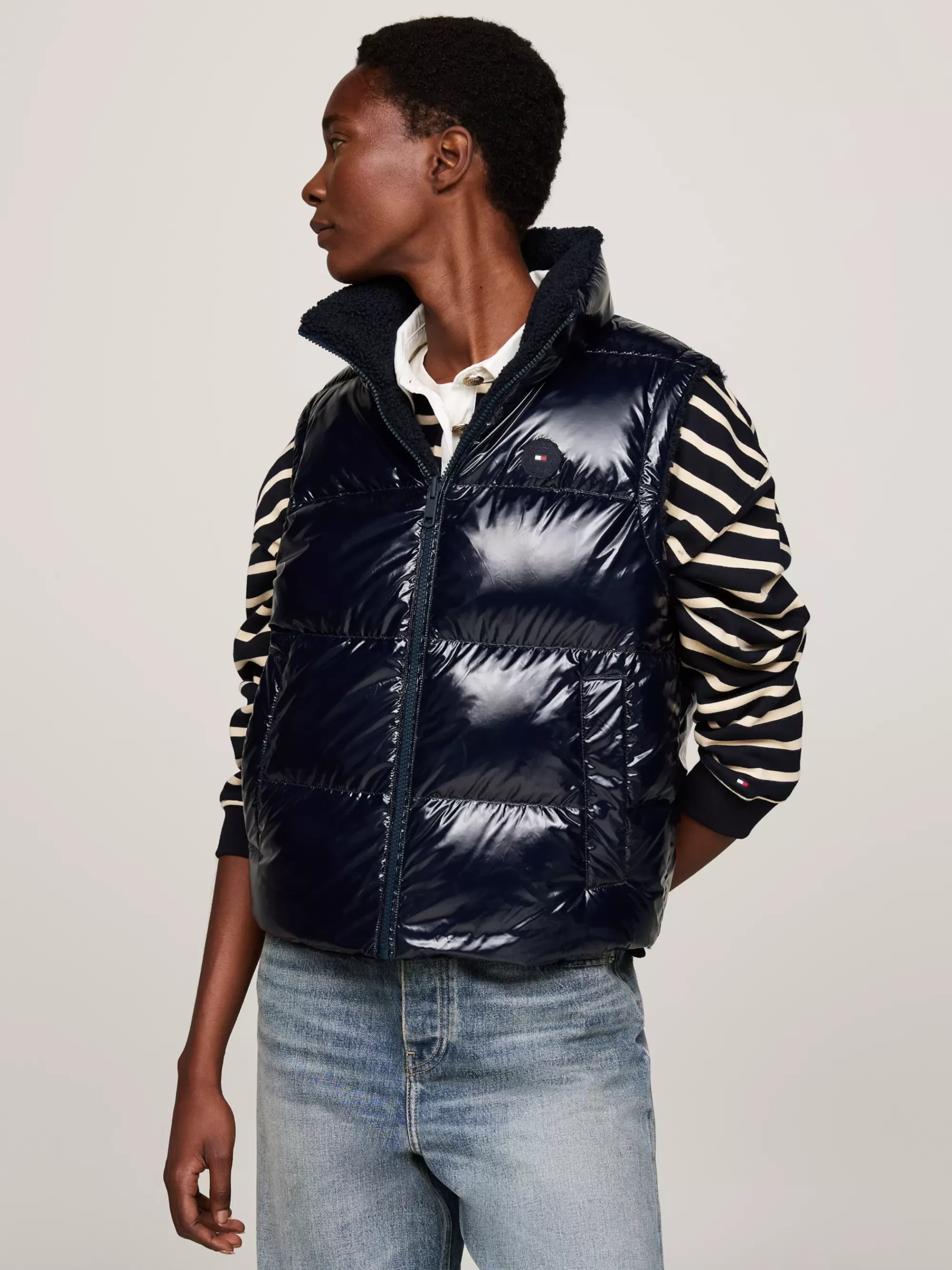 Jassen & Jacks*Tommy Hilfiger Reversible Teddy Donsbodywarmer DESERT SKY